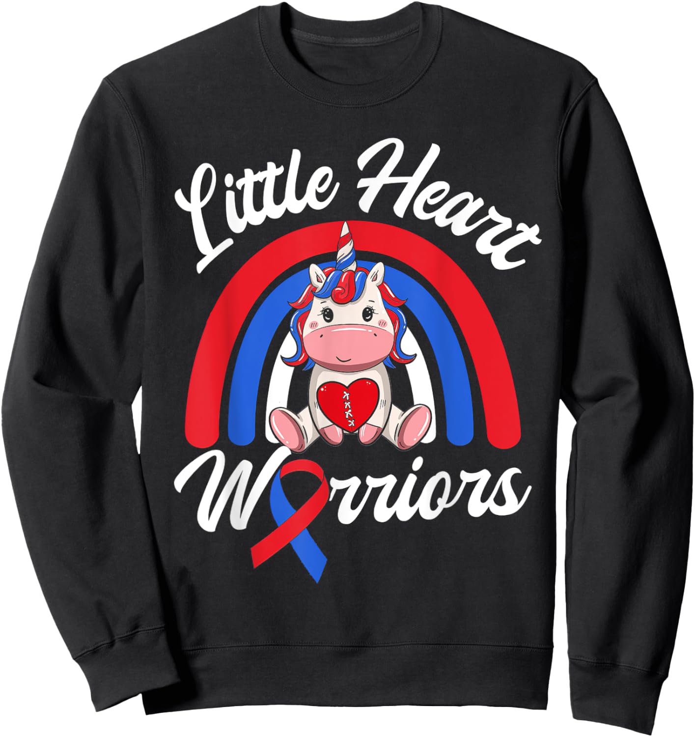Kids CHD Awareness - Little Heart Warrior Magical Unicorn Sweatshirt - Sweatshirt | Black
