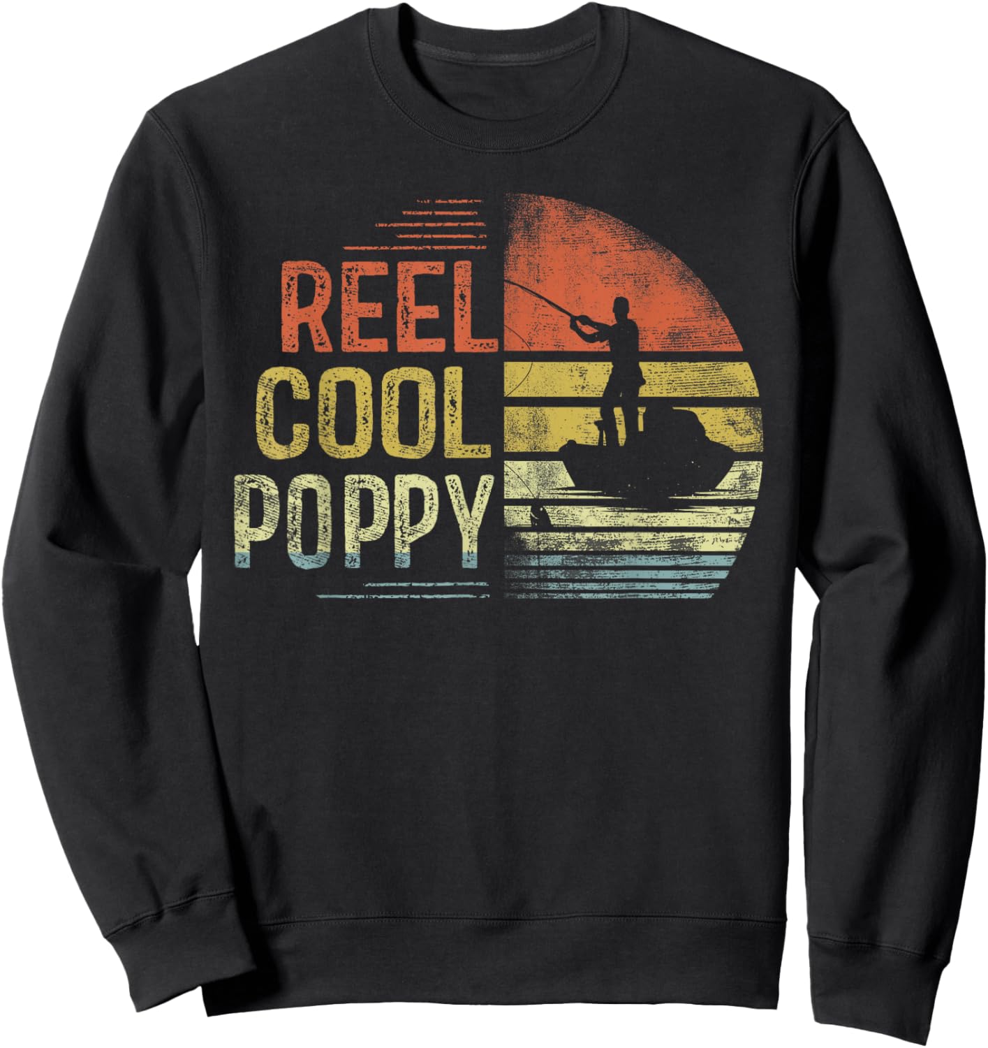 Reel Cool Poppy Fishing Gifts Poppy Birthday Vintage Sweatshirt - Sweatshirt | Black