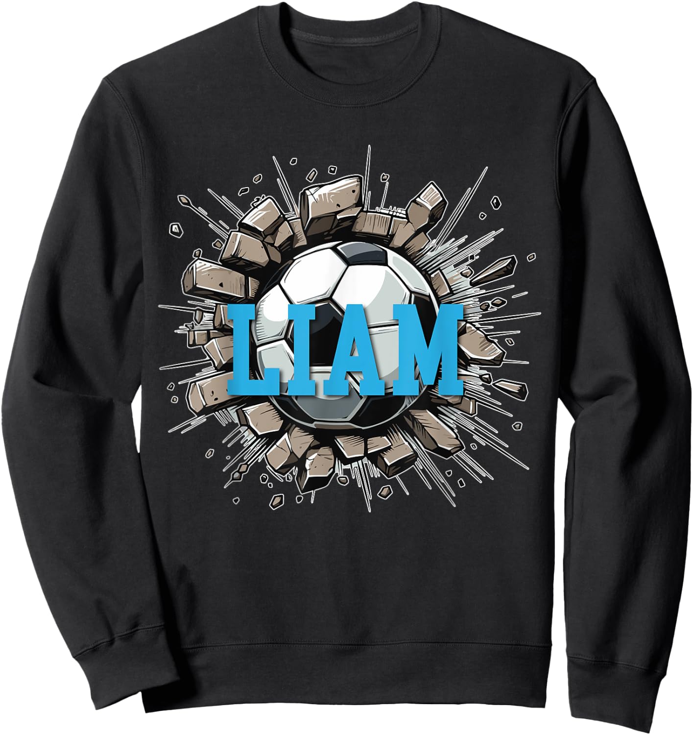 Liam Soccer Custom Name Sweatshirt - Sweatshirt | Black