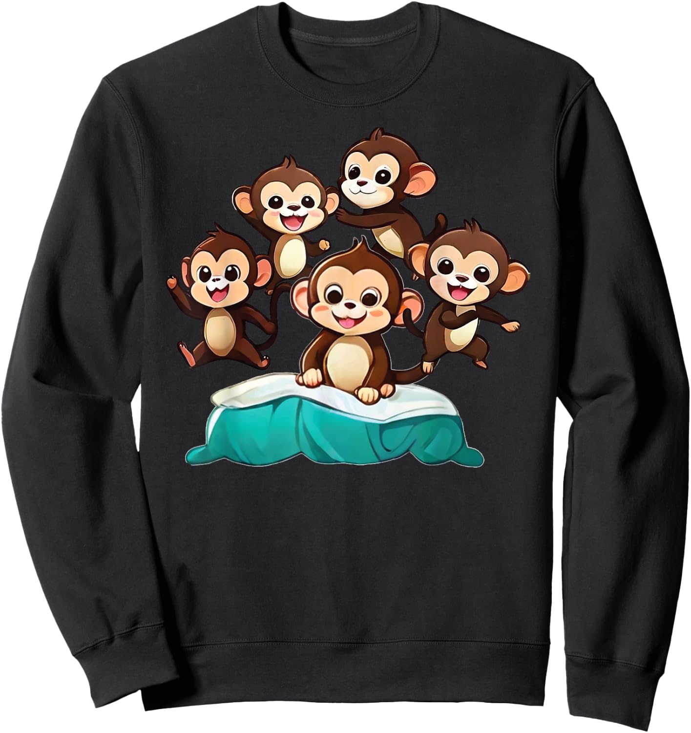 Cool Five Little Monkeys Jumping on The Bed for kids Sweatshirt - Sweatshirt | Black