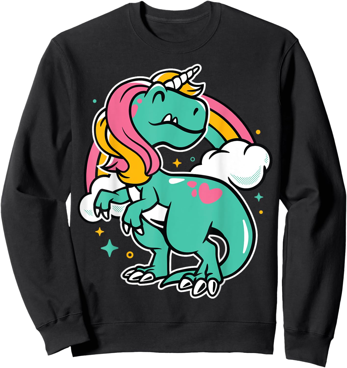Majestic Unicornasaurus T Rex Unicorn Boys Girls Dinosaur Sweatshirt - Sweatshirt | Black