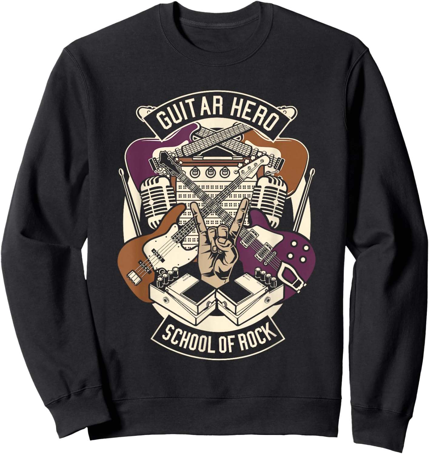 Guitar Heroes Schools Of Rock Guitar Lover Guitarist Guitar Sweatshirt - Sweatshirt | Black
