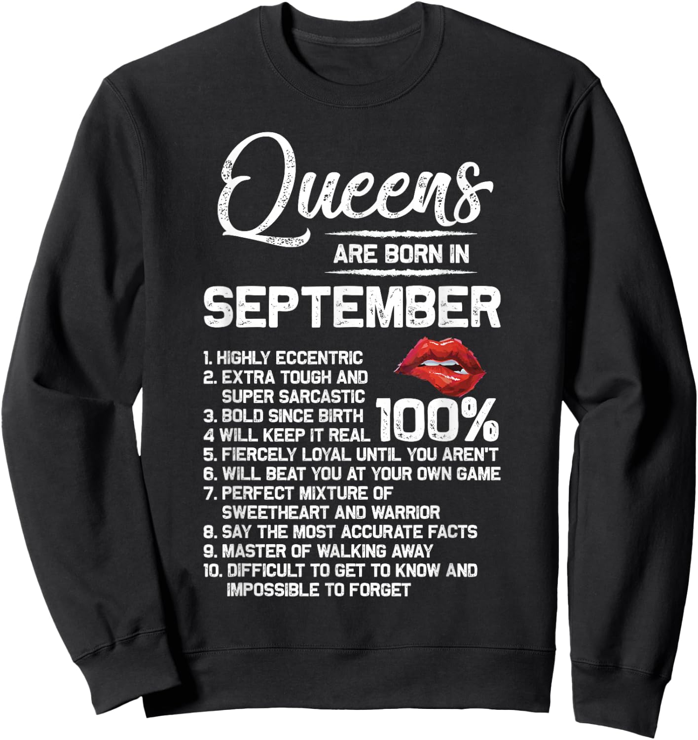 Queens Are Born in September Birthday Gifts Sweatshirt - Sweatshirt | Black