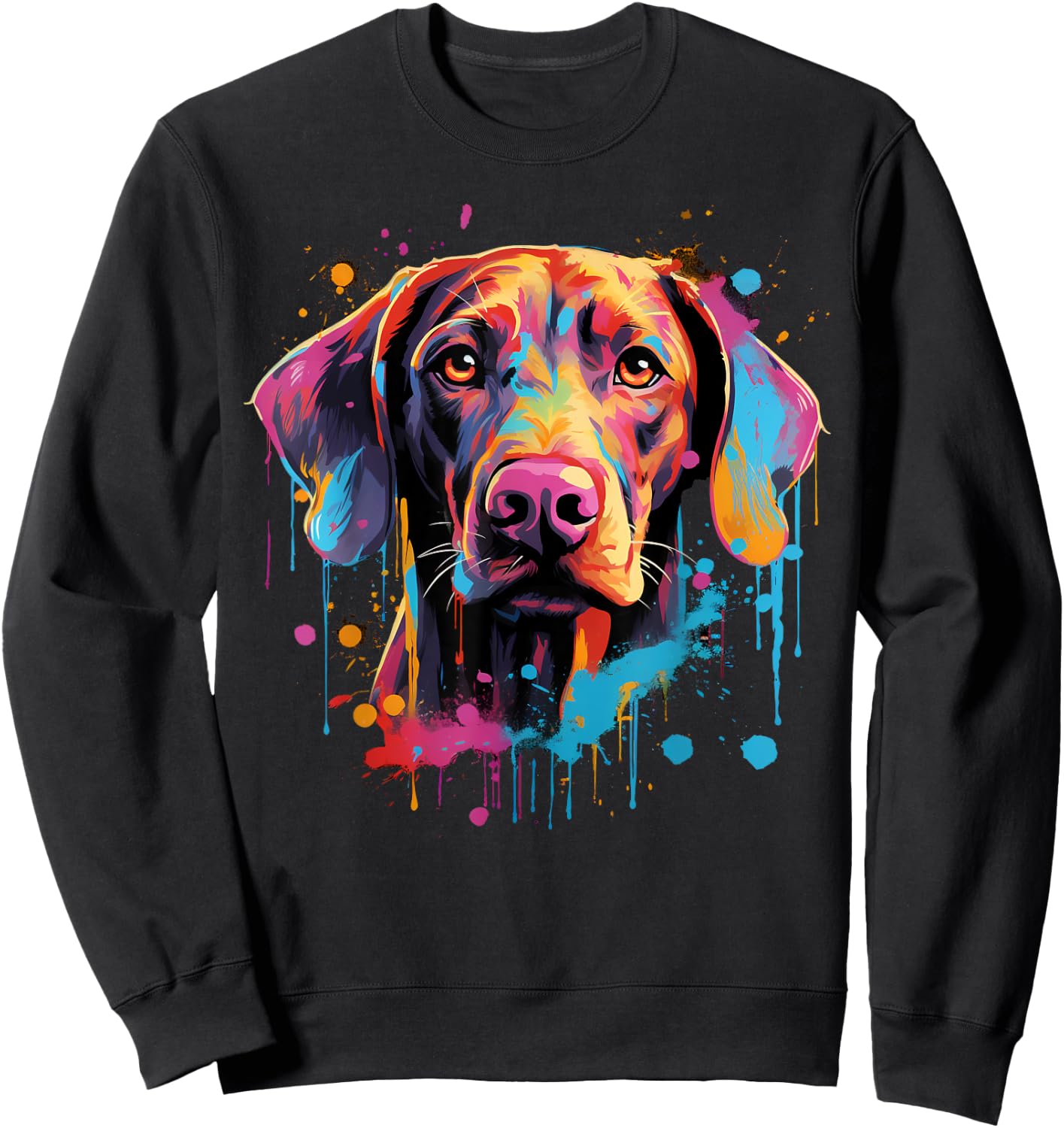 Colorful Vizsla Dog Men Women Kids Sweatshirt - Sweatshirt | Black