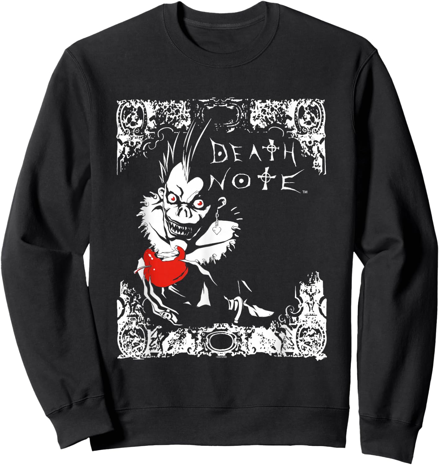 Death Note Ryuk Apple and Logo Filigree Anime Sweatshirt - Sweatshirt | Black
