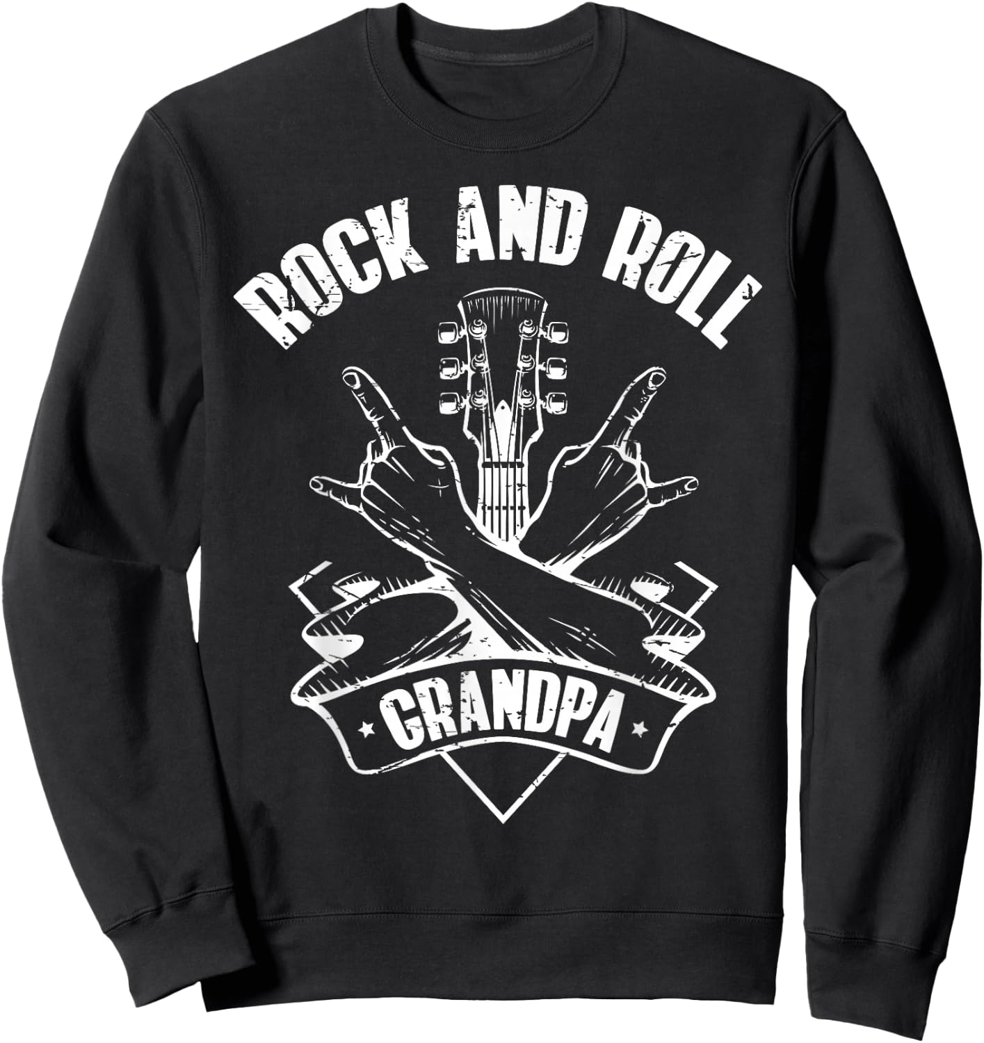 Rock n Roll Grandpa Vintage Guitar Player Sweatshirt - Sweatshirt | Black
