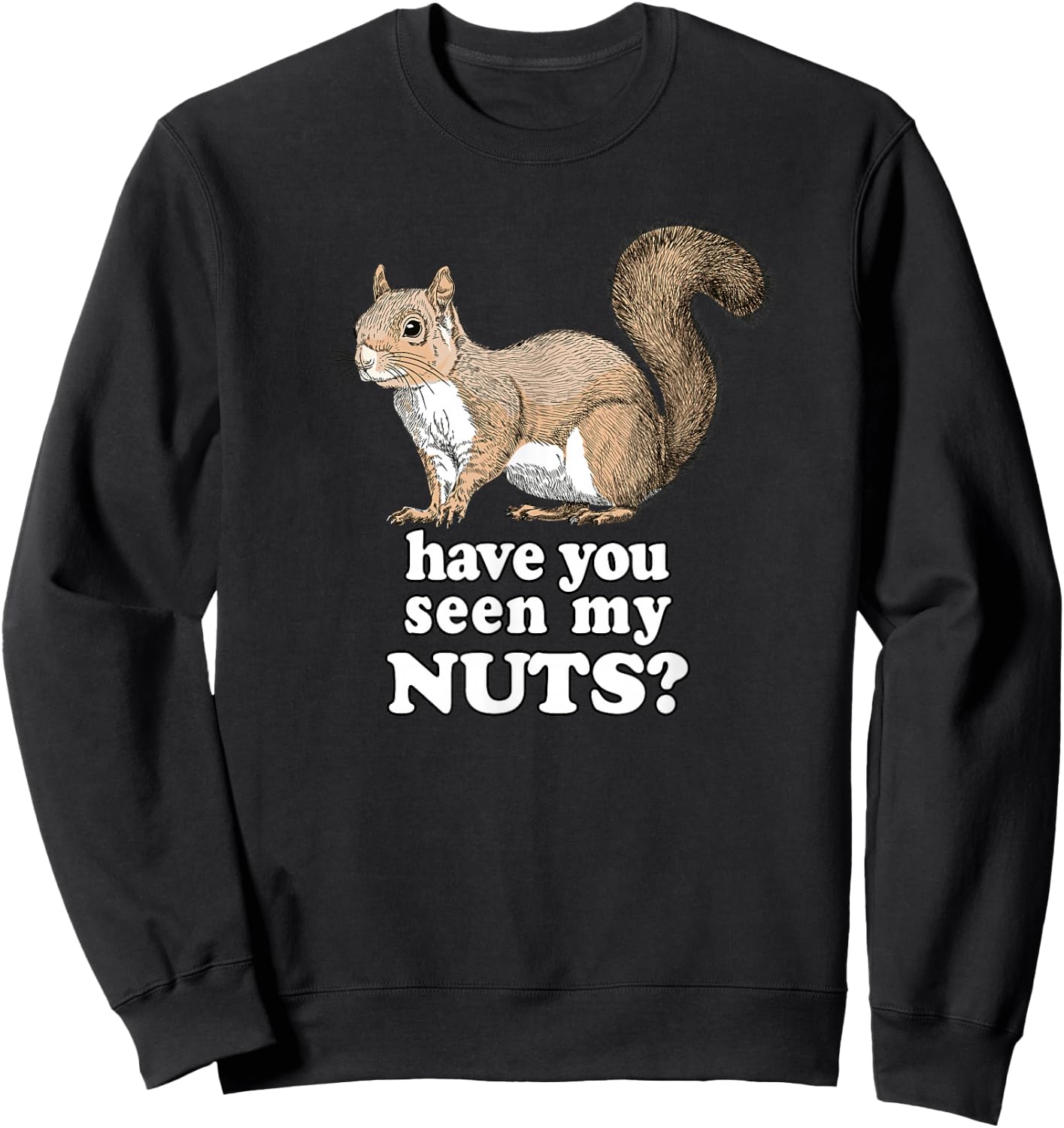 Have You Seen My Nuts Funny Squirrel Design Sweatshirt - Sweatshirt | Black