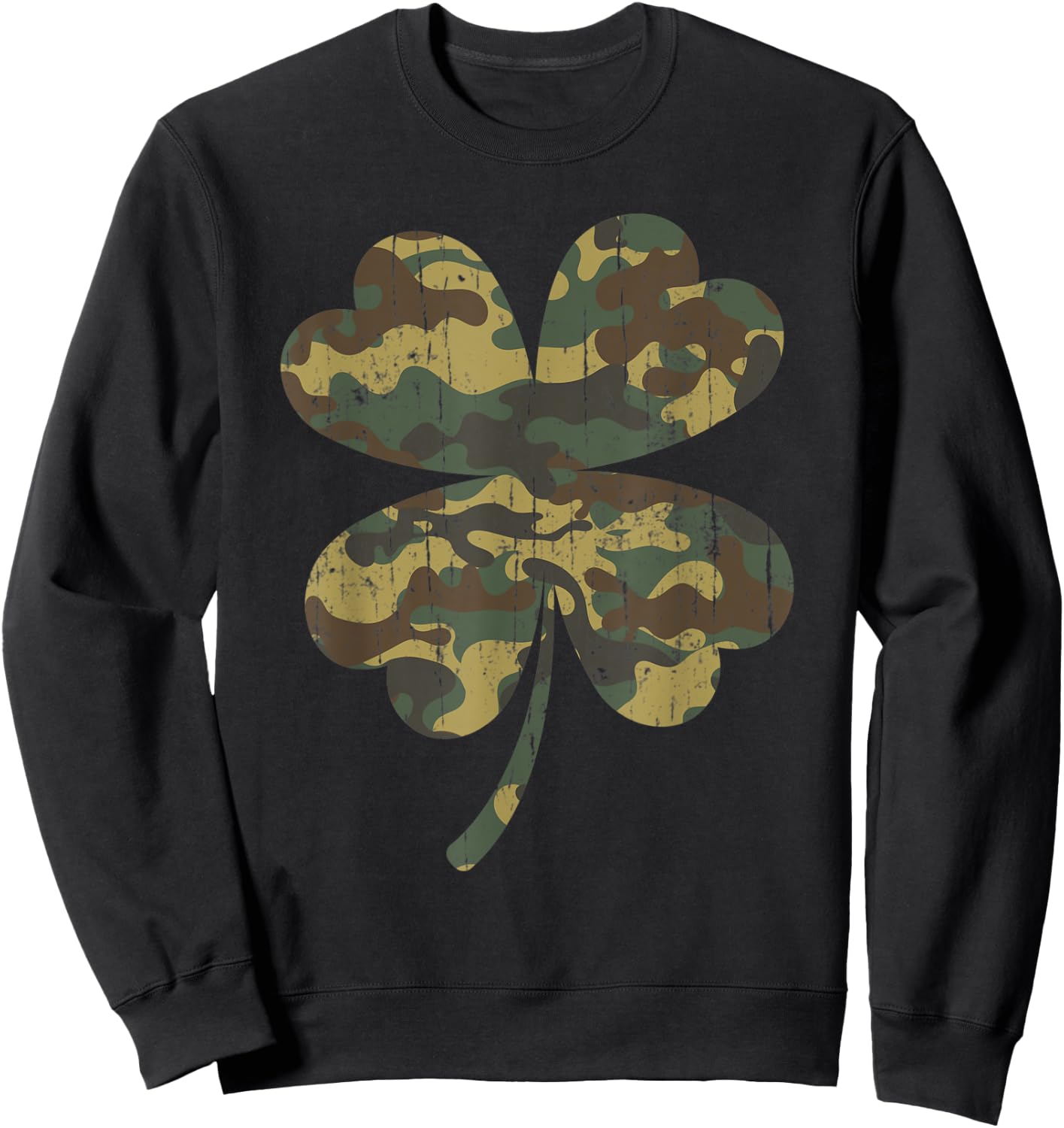 Irish Shamrock - Camo Veteran St Patricks Day Gift Sweatshirt - Sweatshirt | Black