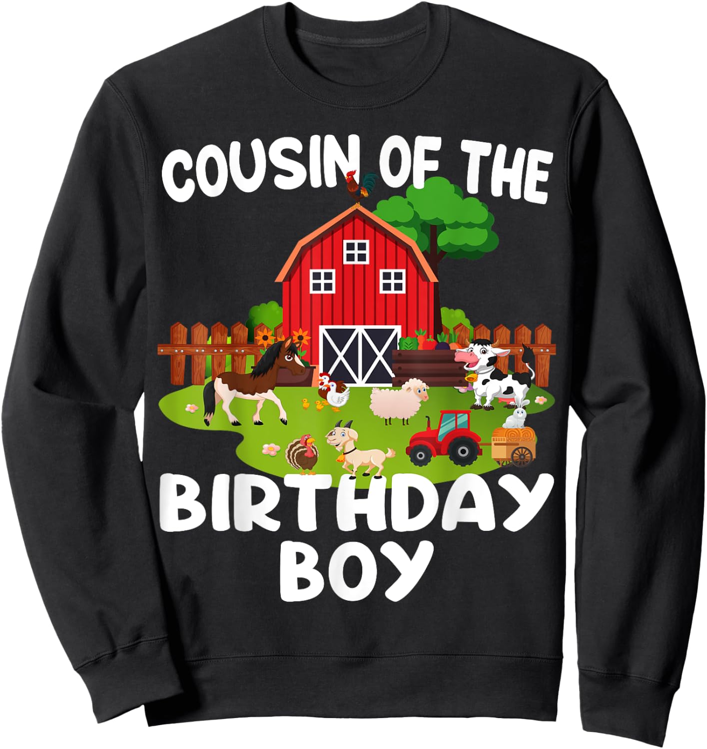 Barnyard Birthday Farm Animals Cousin Birthday Boy Sweatshirt - Sweatshirt | Black