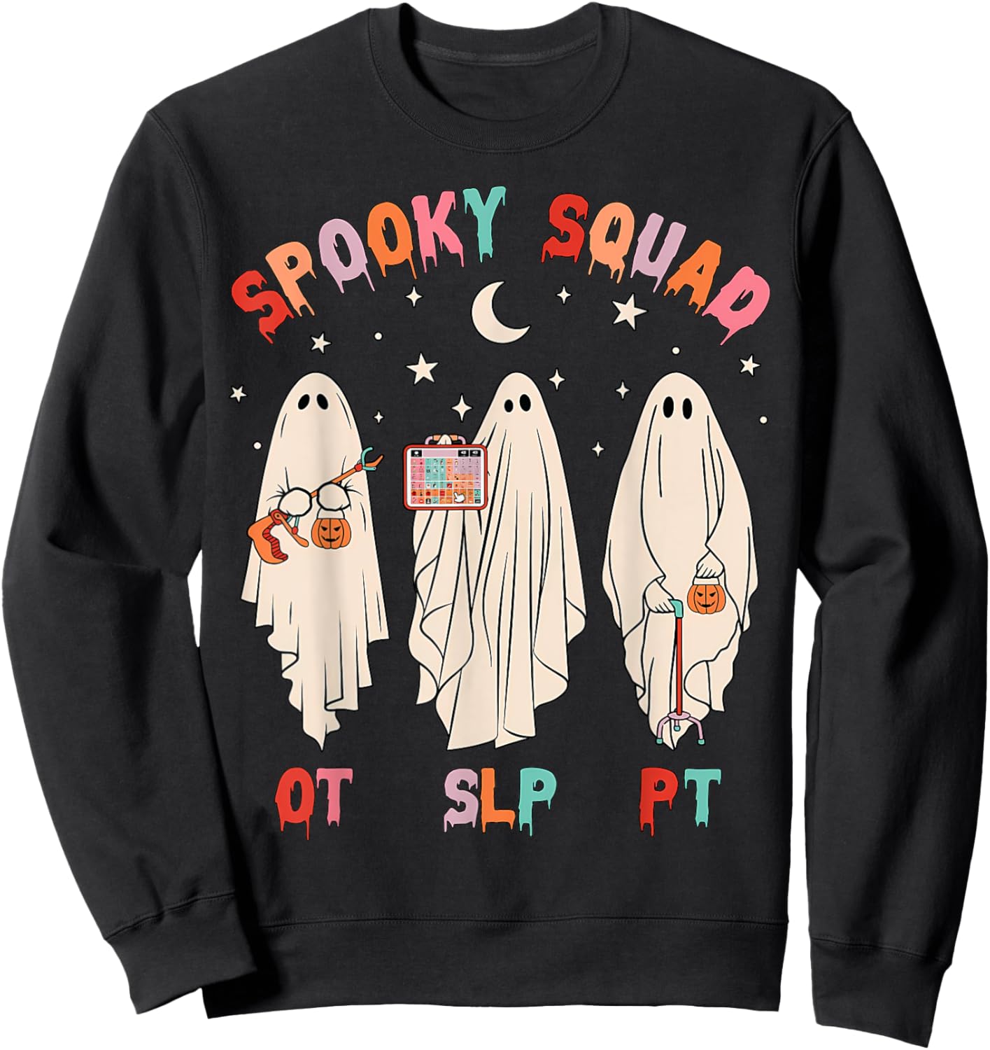 Spooky Squad SLP OT PT Ghost Occupational Therapy Sweatshirt - Sweatshirt | Black