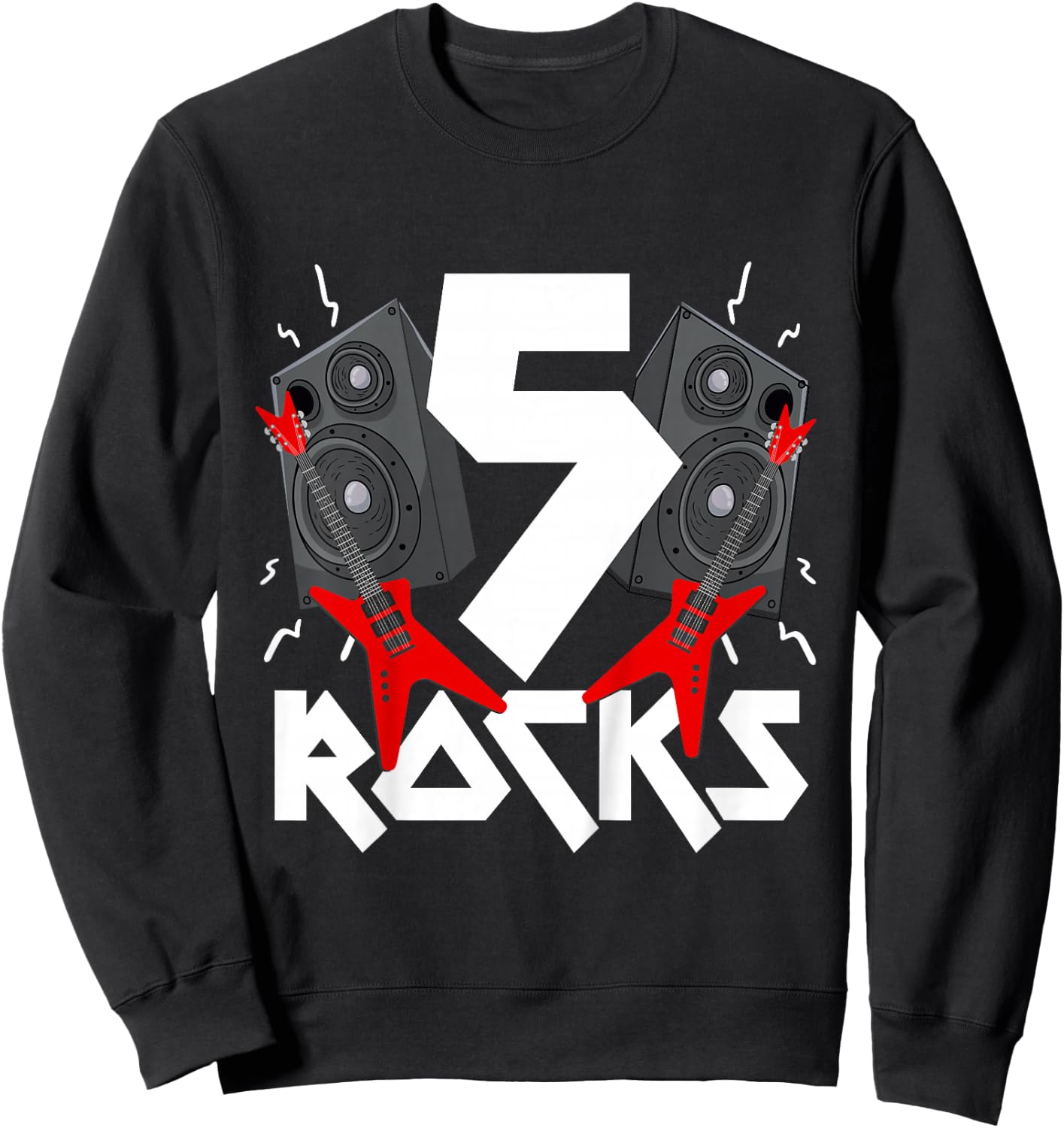 5 Rocks Birthday Party 5 Year Old Rock N Roll Star 5th Gift Sweatshirt - Sweatshirt | Black