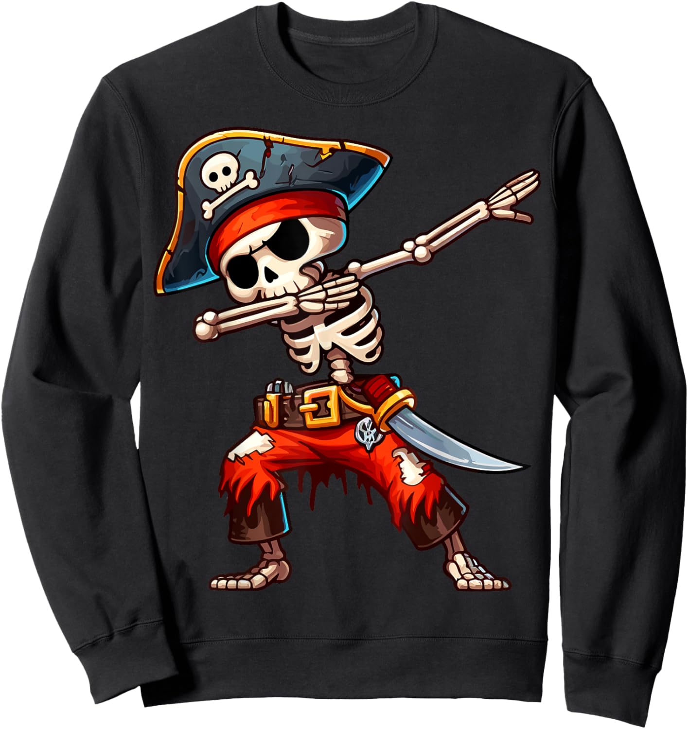 Dabbing Skeleton Pirate Halloween Kids Pirate Sweatshirt - Sweatshirt | Black
