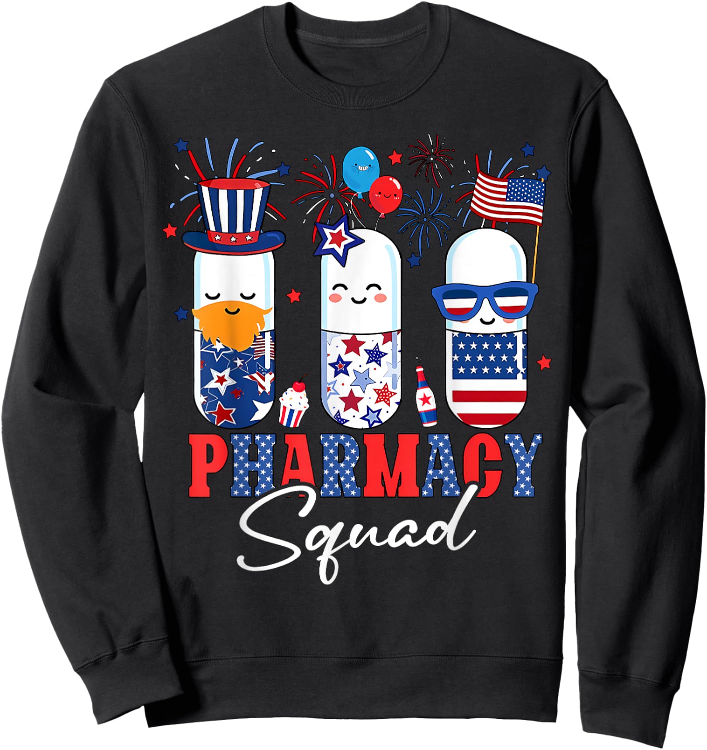 4th Of July Pharmacy Squad Pharmacy Technician Patriotic Women Men Sweatshirt - Sweatshirt | Black