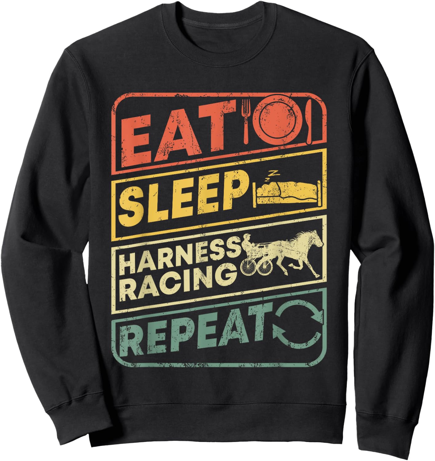 Horse rider Harness Racing apparel retro vintage Equitation Sweatshirt - Sweatshirt | Black