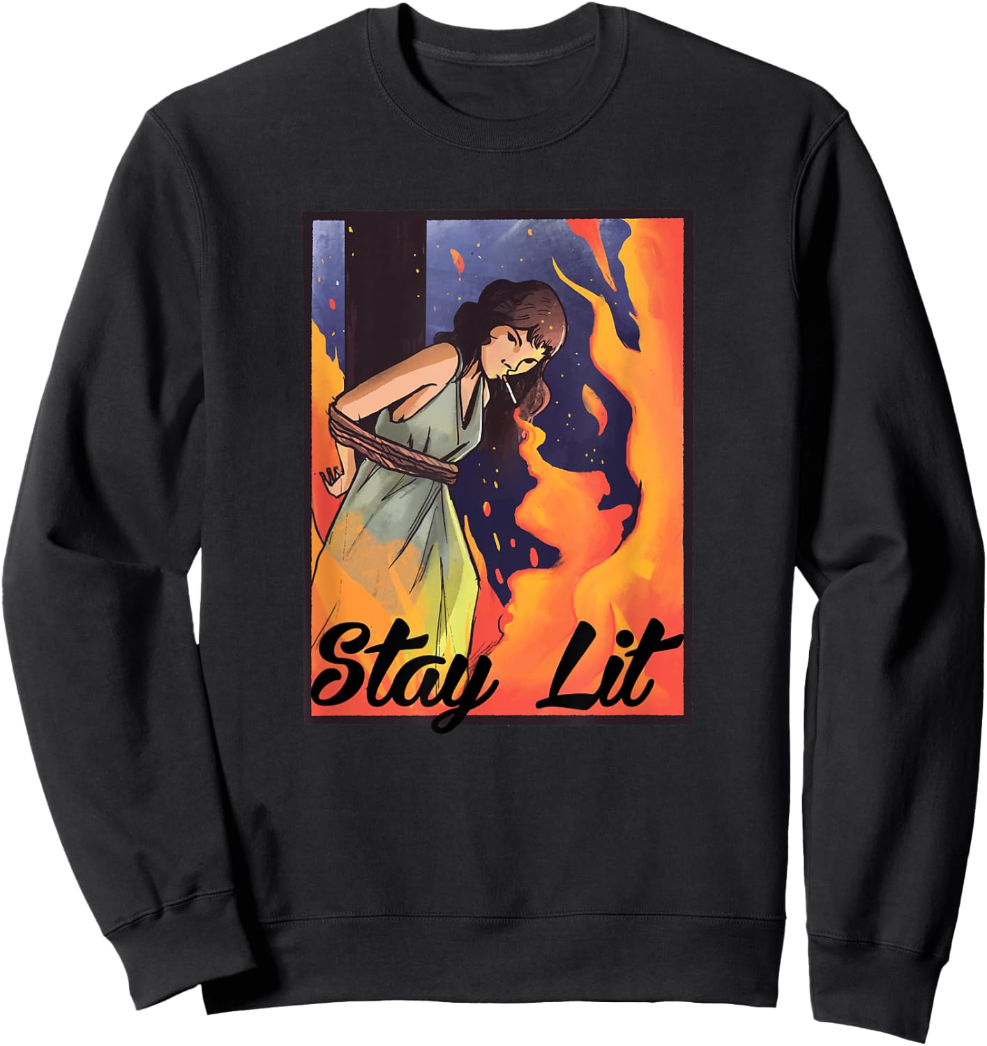 Burning Witch Smoking - Stay Lit Sweatshirt - Sweatshirt | Black