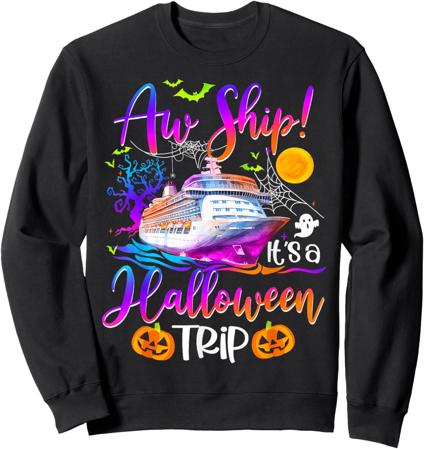 Family Halloween Cruise 2024 Pumpkin Boo Trip Matching Sweatshirt - Sweatshirt | Black