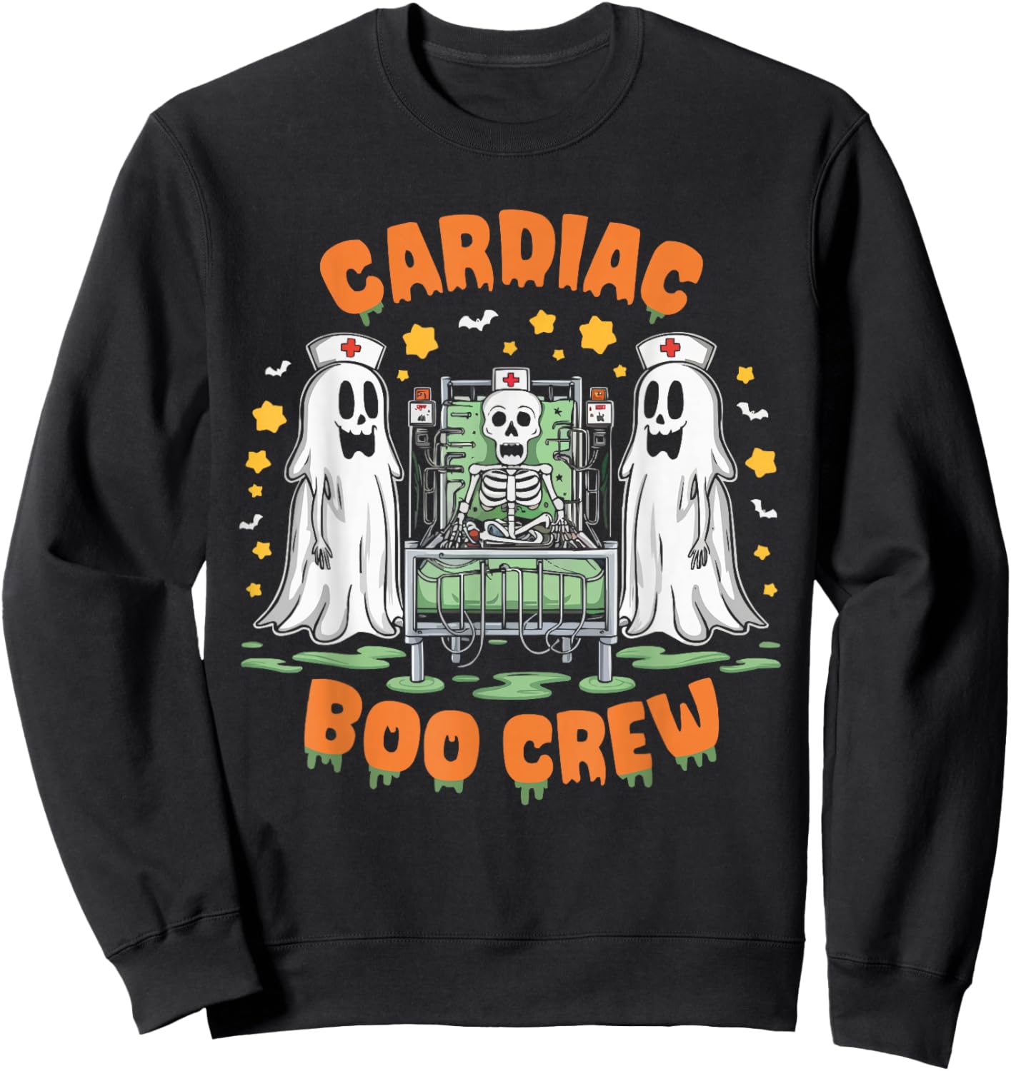 Cardiac Nurse Halloween Spooky Nursing Trick Or Treat Sweatshirt - Sweatshirt | Black