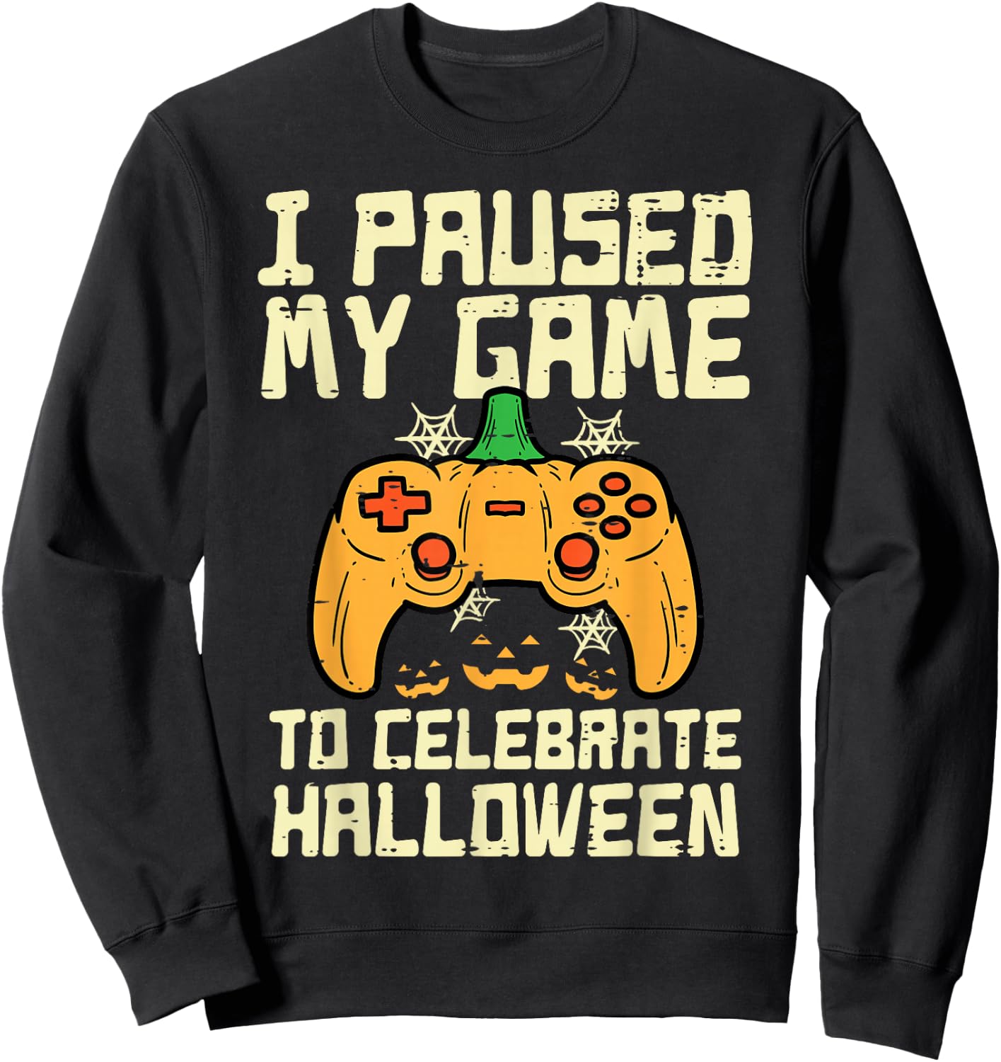 Paused My Game Halloween Gamer Gaming Costume Boys Kids Men Sweatshirt - Sweatshirt | Black