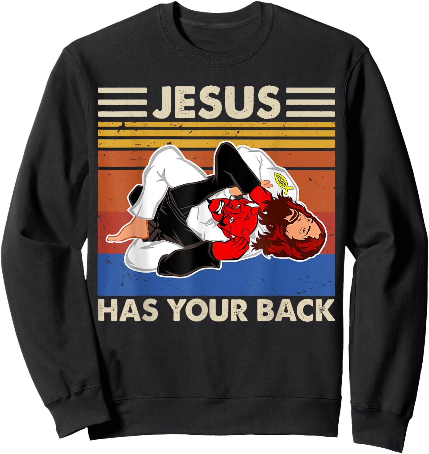 Jiu Jitsu shirts Jesus Has Your Back MMA Brazilian Jiujitsu Sweatshirt - Sweatshirt | Black