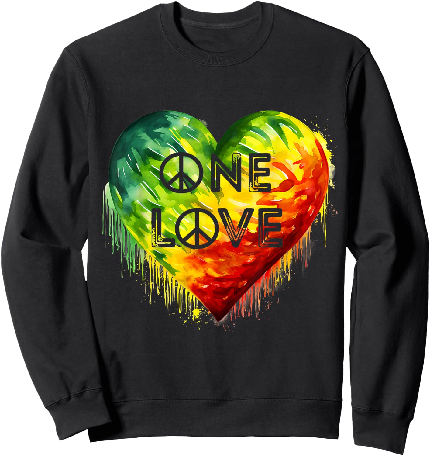 Heart Hippie Jamaica Rastafarian Pride Rasta Roots Rastafari Sweatshirt - Sweatshirt | Black