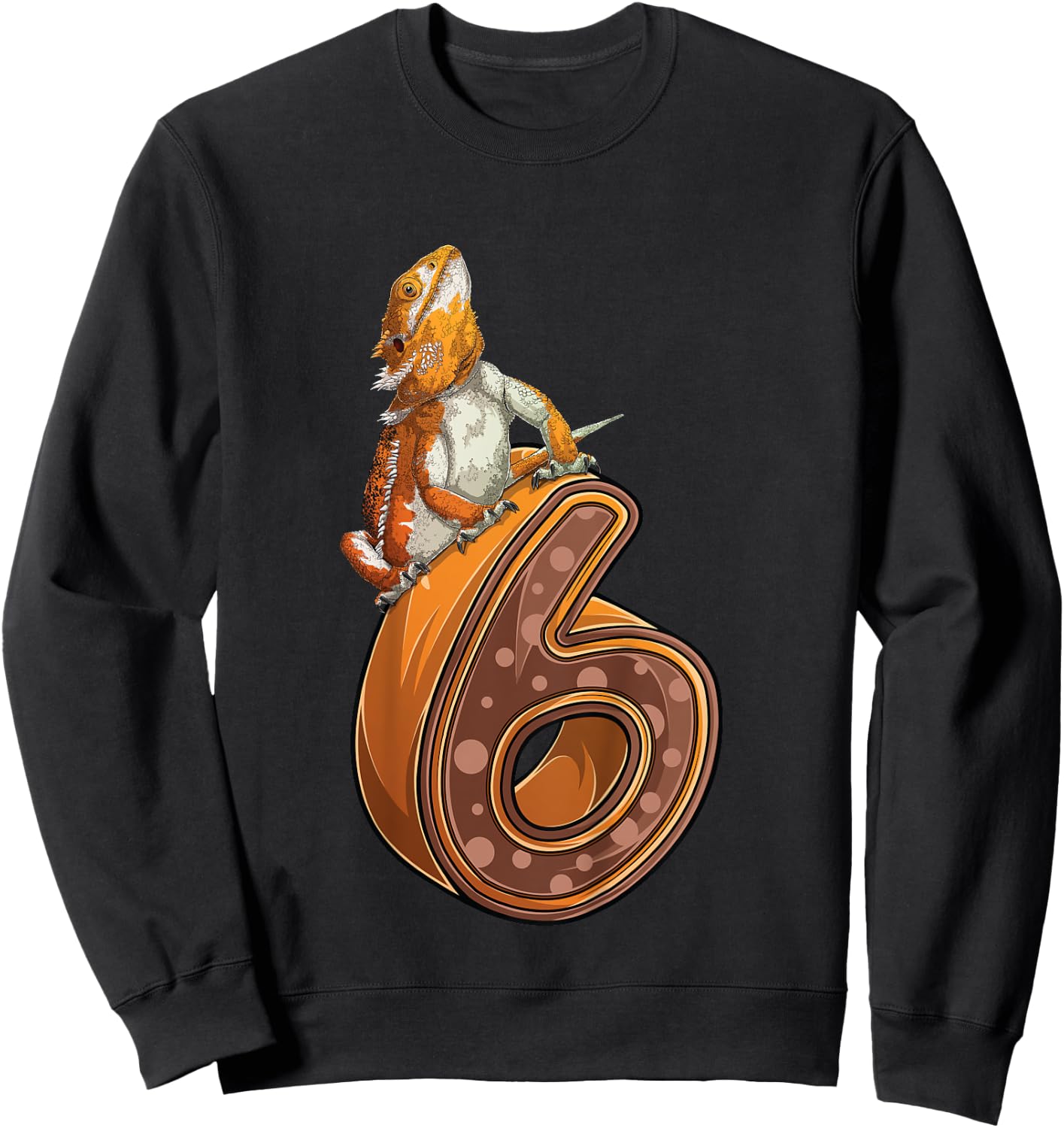 6 Year Old Bearded dragon Reptile 6th Birthday Party B-day Sweatshirt - Sweatshirt | Black