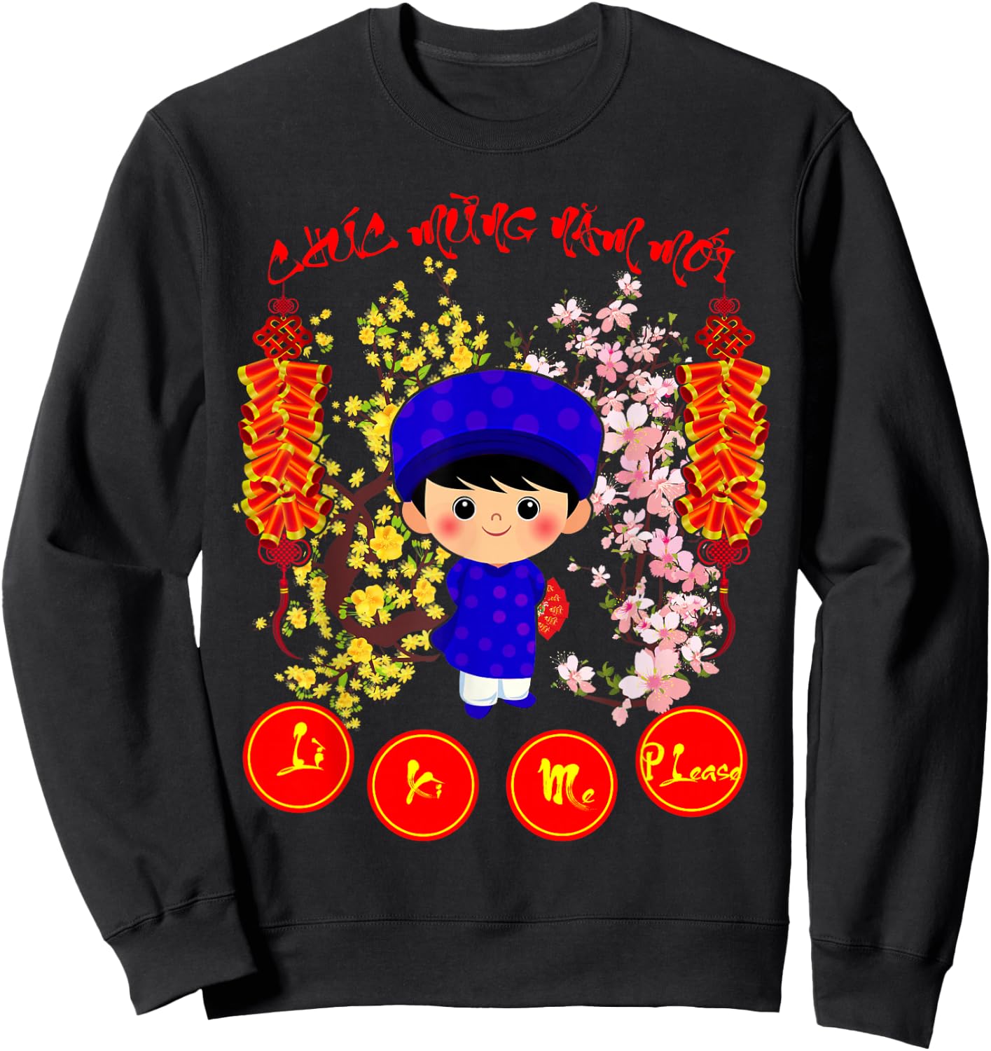 Li Xi Me Please Kid Boys Vietnamese Lunar New Year 2026 Sweatshirt - Sweatshirt | Black