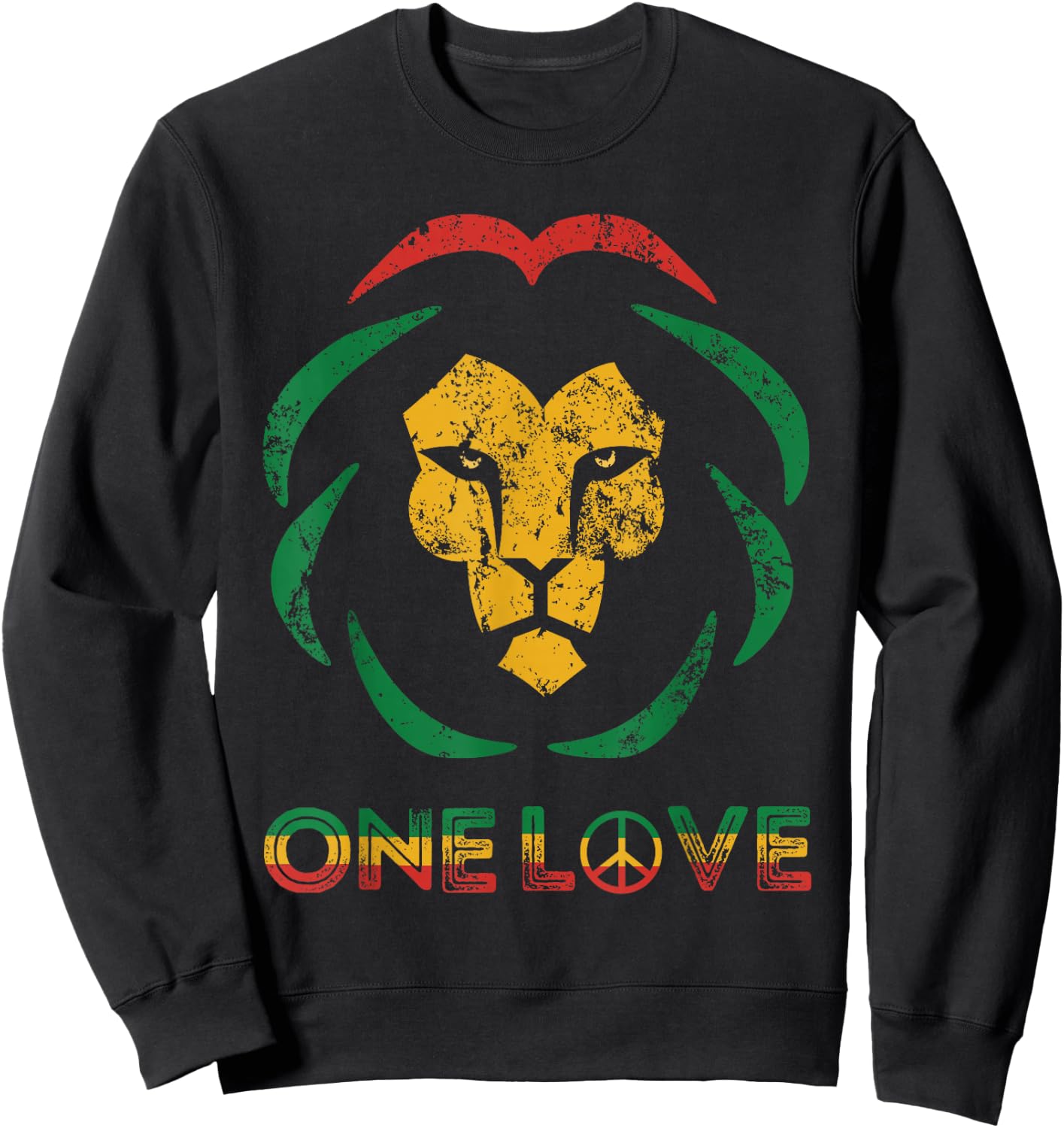 One Love Rasta Reggae Lion Of Judah Rastafari Roots Vintage Sweatshirt - Sweatshirt | Black