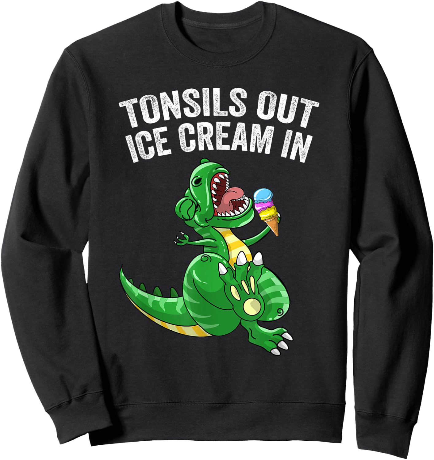 Get Well Gifts Kids Tonsils Dinosaur Tonsillectomy Surgery Sweatshirt - Sweatshirt | Black