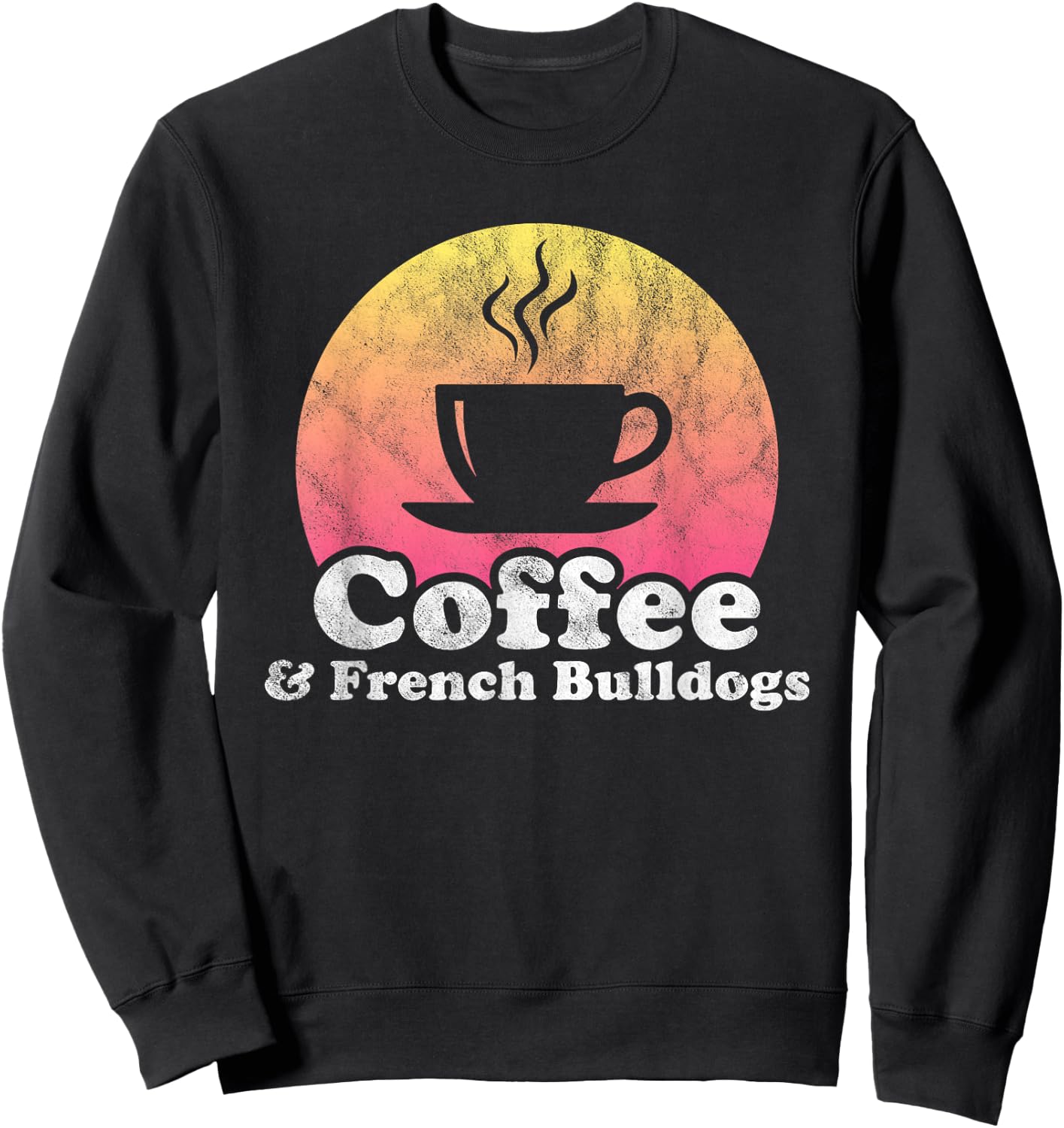 Coffee and French Bulldogs French Bulldog Women Girls Kids Sweatshirt - Sweatshirt | Black