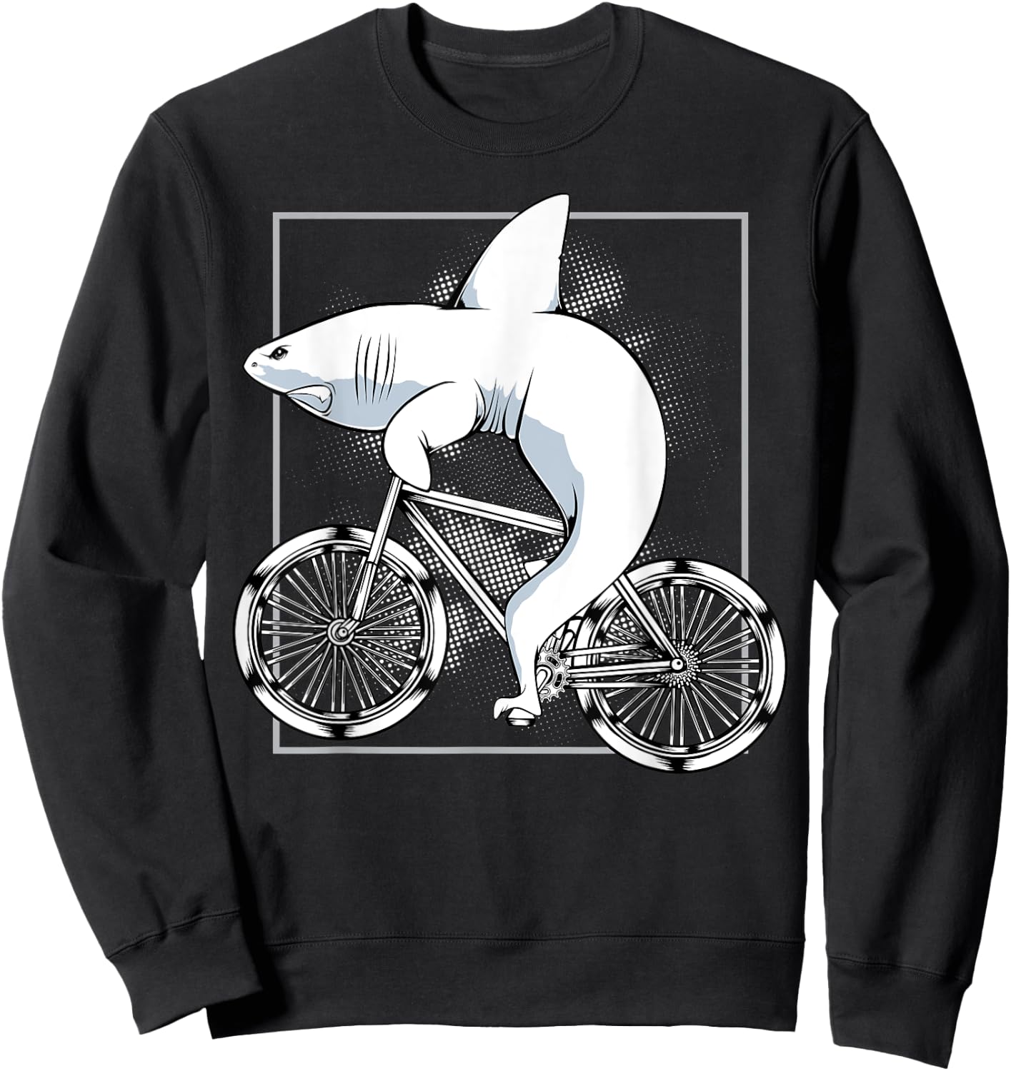 Shark On A Bicycle Cycling Biking Riding Cyclists Gift Sweatshirt - Sweatshirt | Black