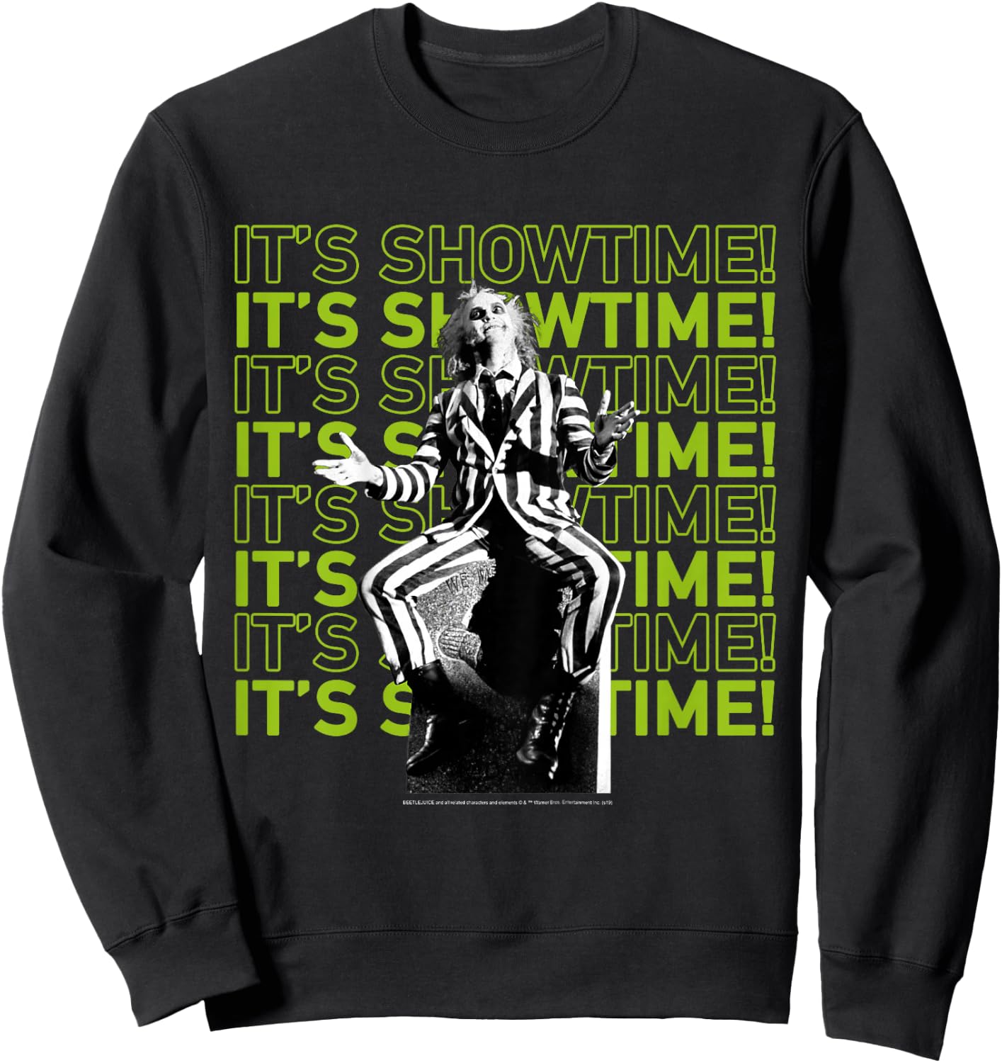 Kids Beetlejuice It's Showtime Text Stack Sweatshirt - Sweatshirt | Black