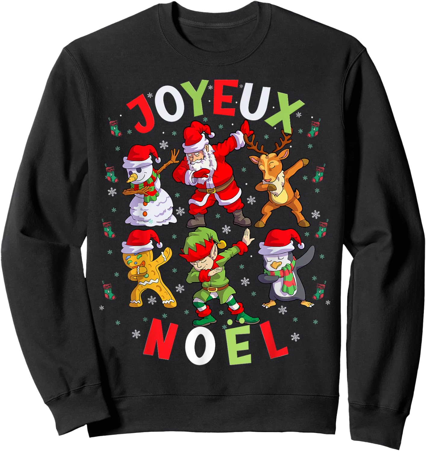 Joyeux Noel Merry Christmas French Squad Santa Elf Dab Sweatshirt - Sweatshirt | Black
