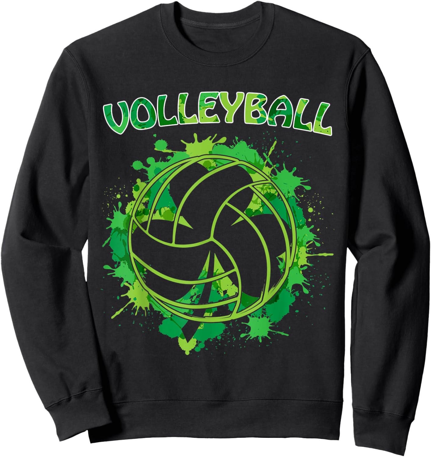 Happy St Patrick's Day Gifts Shamrock With Volleyball Sport Sweatshirt - Sweatshirt | Black