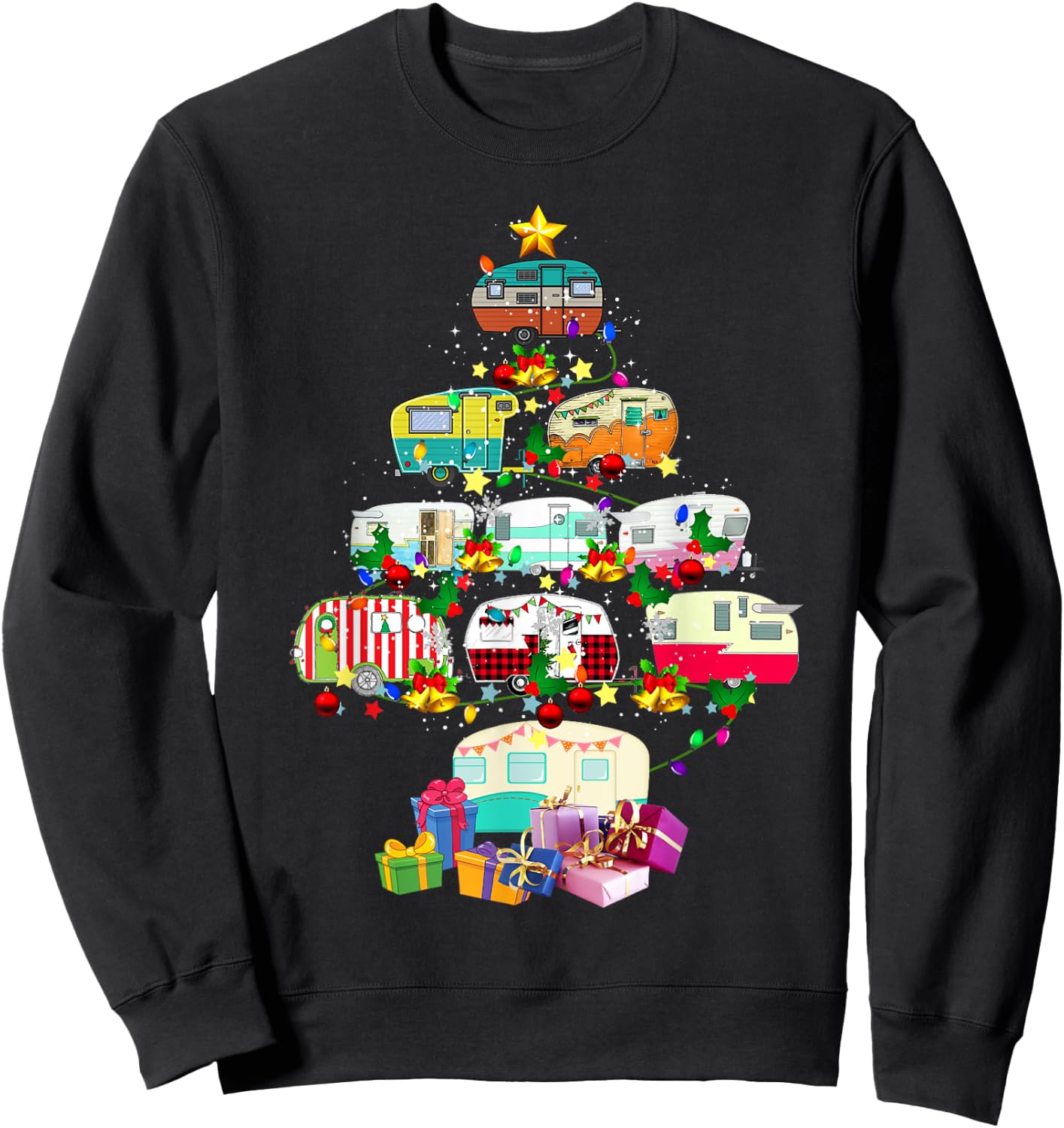 Christmas Camping Lover X-mas Camping Truck Tree Camper Gift Sweatshirt - Sweatshirt | Black
