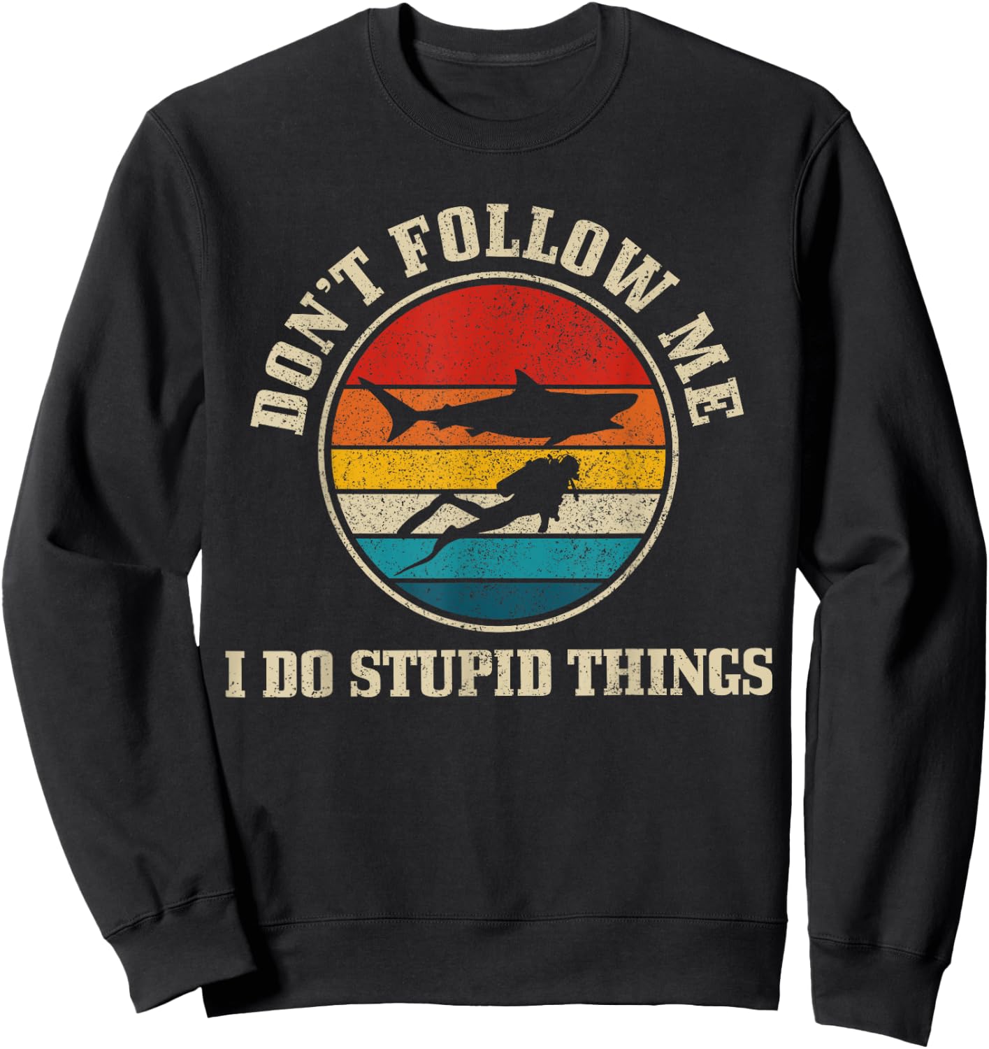 Diver Vintage Funny Shark Diving Gift Sweatshirt - Sweatshirt | Black