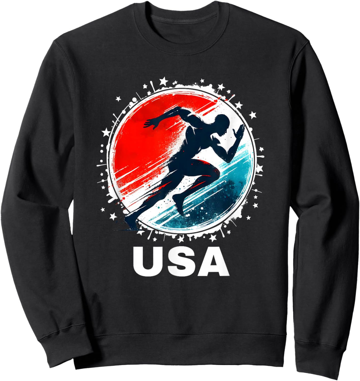 USA Run Track and Field Shirt Track and Field Apparel Track Sweatshirt - Sweatshirt | Black