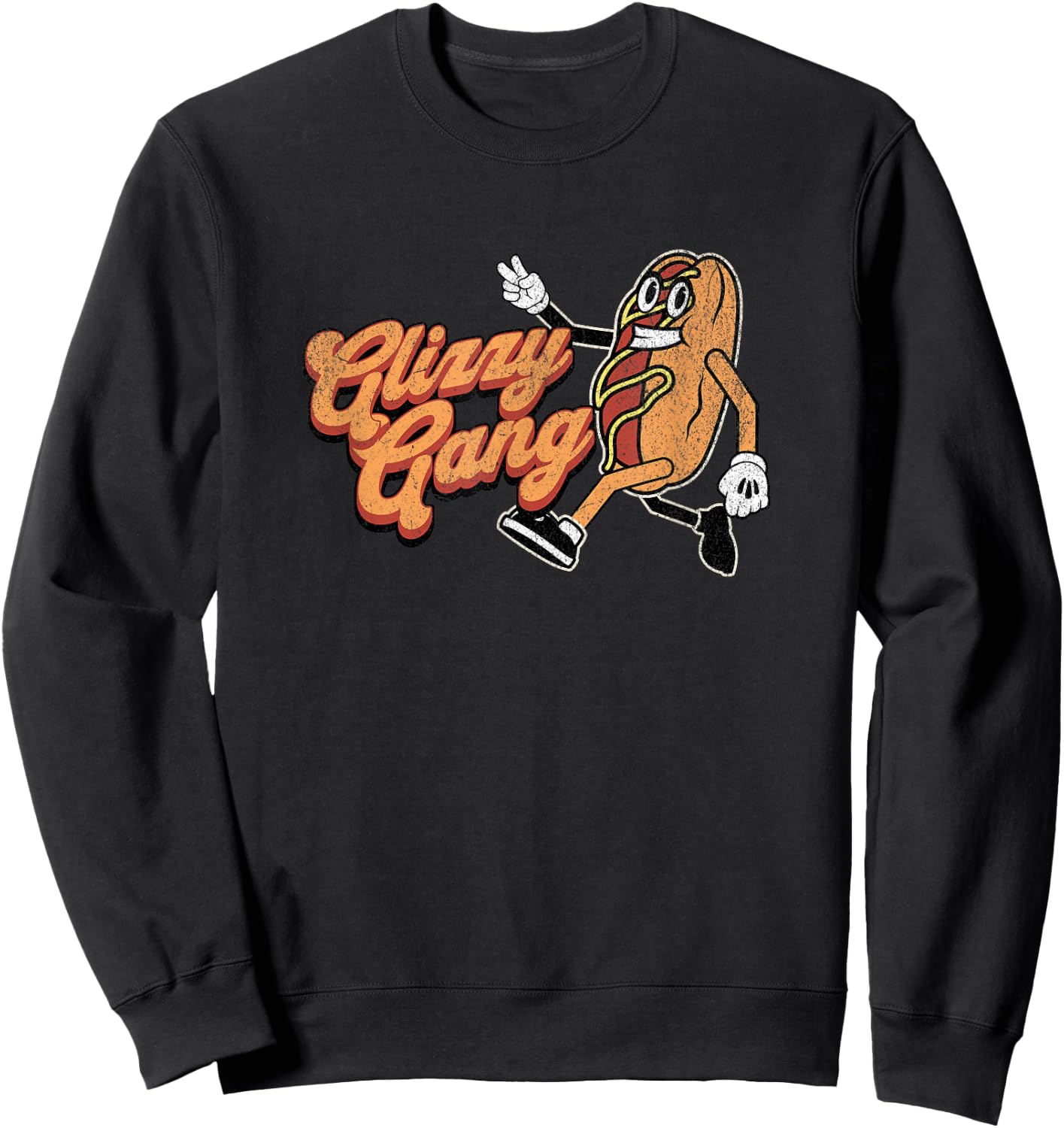 Glizzy Gang Hotdog Vintage Retro Funny Gift Sweatshirt - Sweatshirt | Black