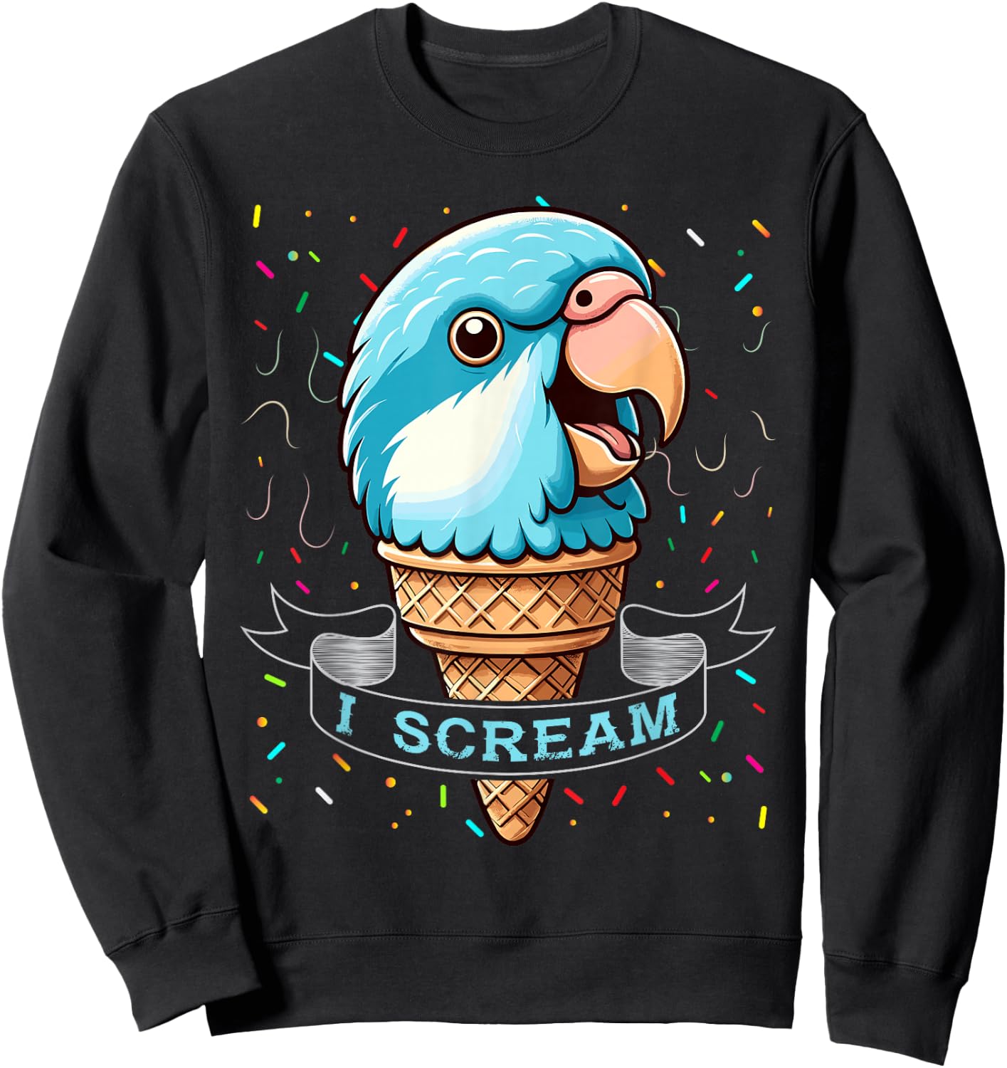 I Scream Ice Cream Blue Quaker Shirt Funny Blue Quaker Sweatshirt - Sweatshirt | Black