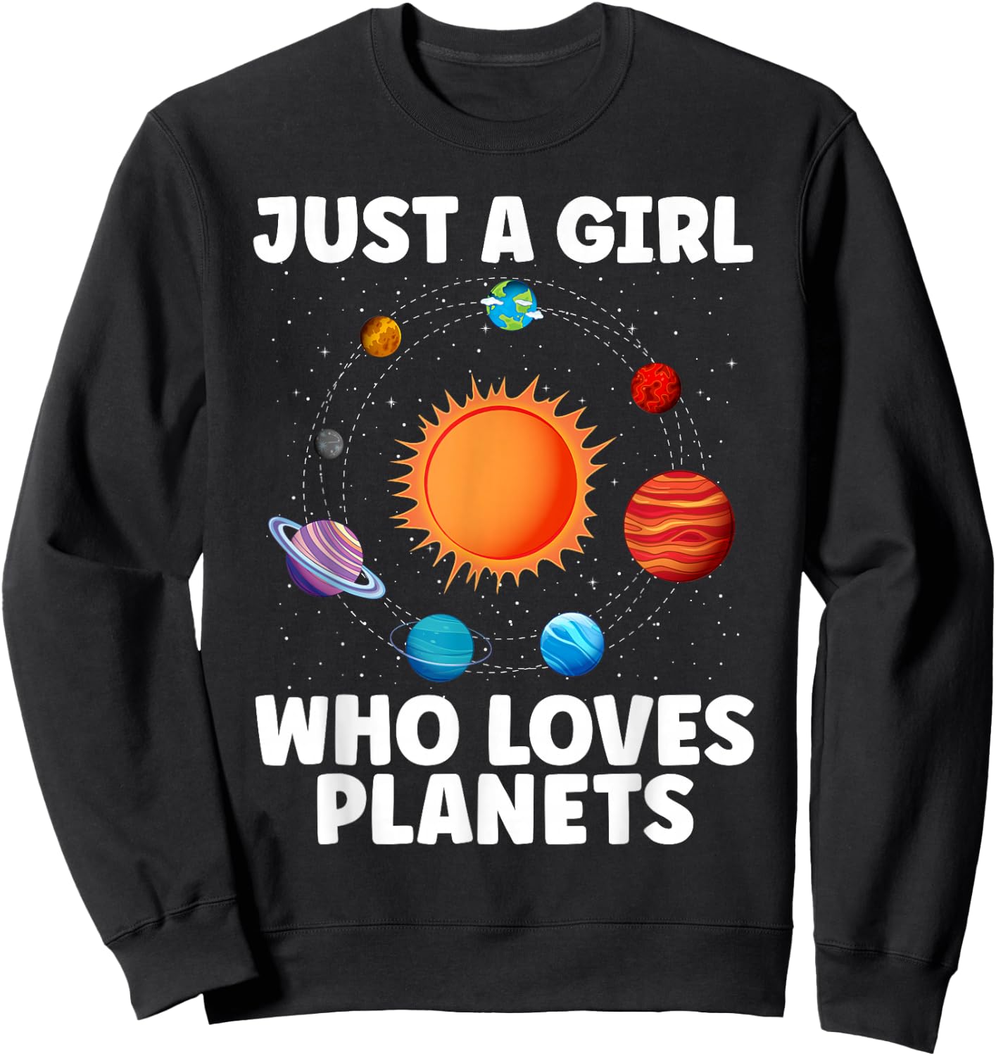 Best Planet Art Girls Kids Solar System Science Outer Space Sweatshirt - Sweatshirt | Black