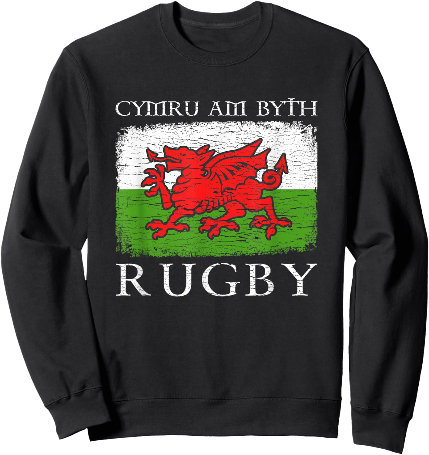 Cymru Am Byth Welsh Flag Rugby Dragon Red Wales Pride Gifts Sweatshirt - Sweatshirt | Black