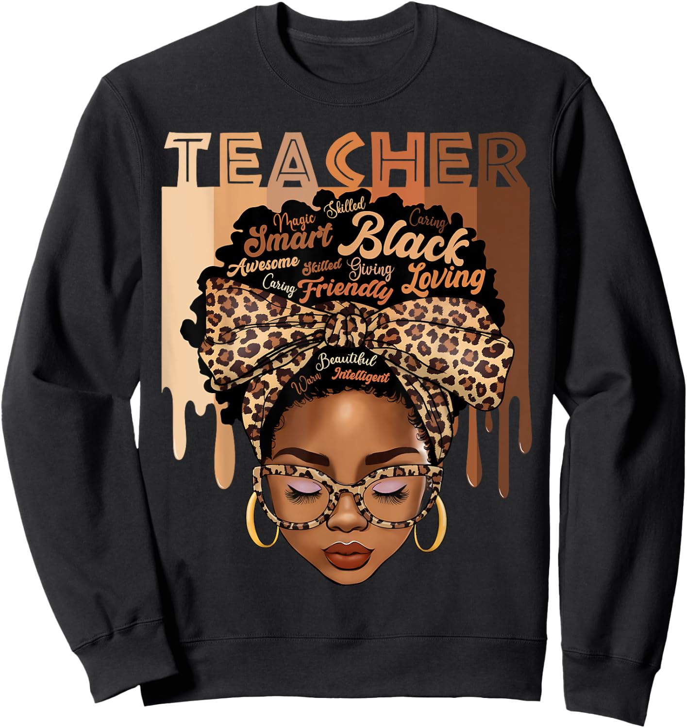 Black Teacher Magic Black History Month Afro Hair Melanin Sweatshirt - Sweatshirt | Black