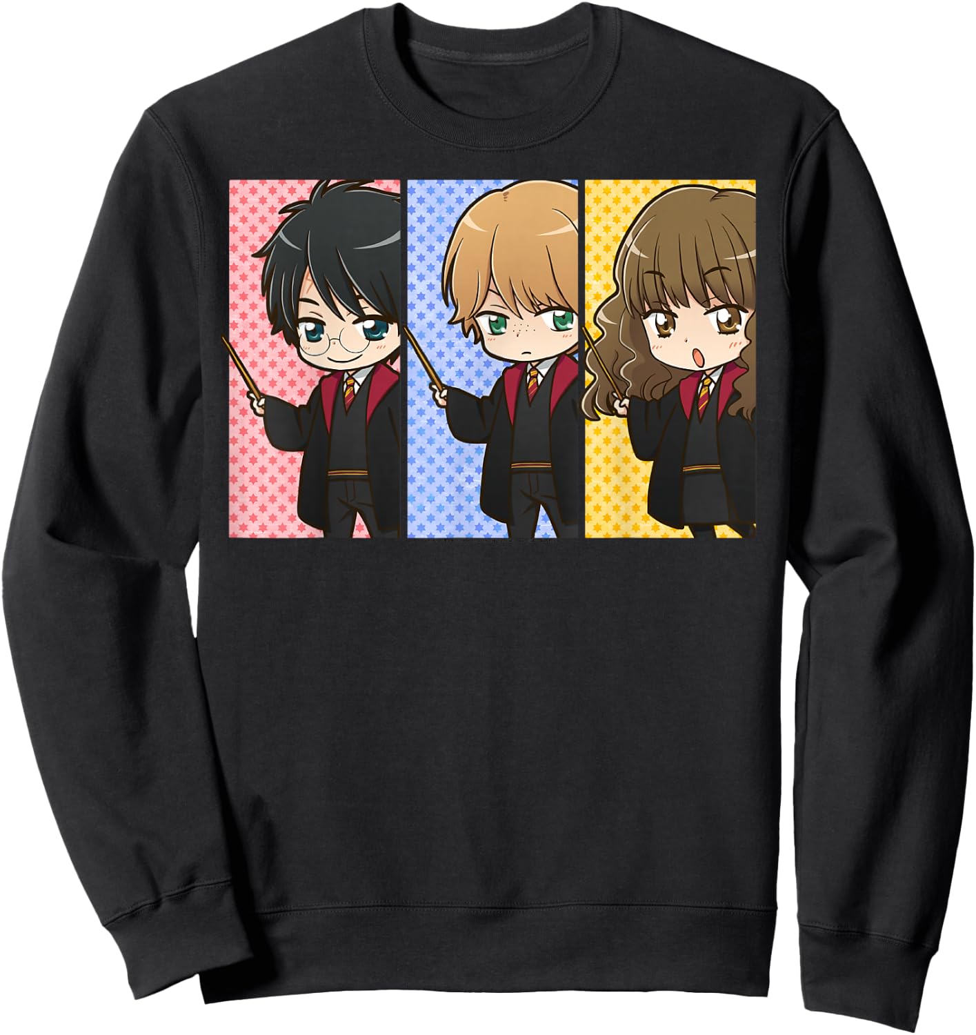 Harry Potter Anime Modern - Black, Small, -Adults, , Short Sleeve, Classic Fit, Cotton 100% Sweatshirt - Sweatshirt | Black