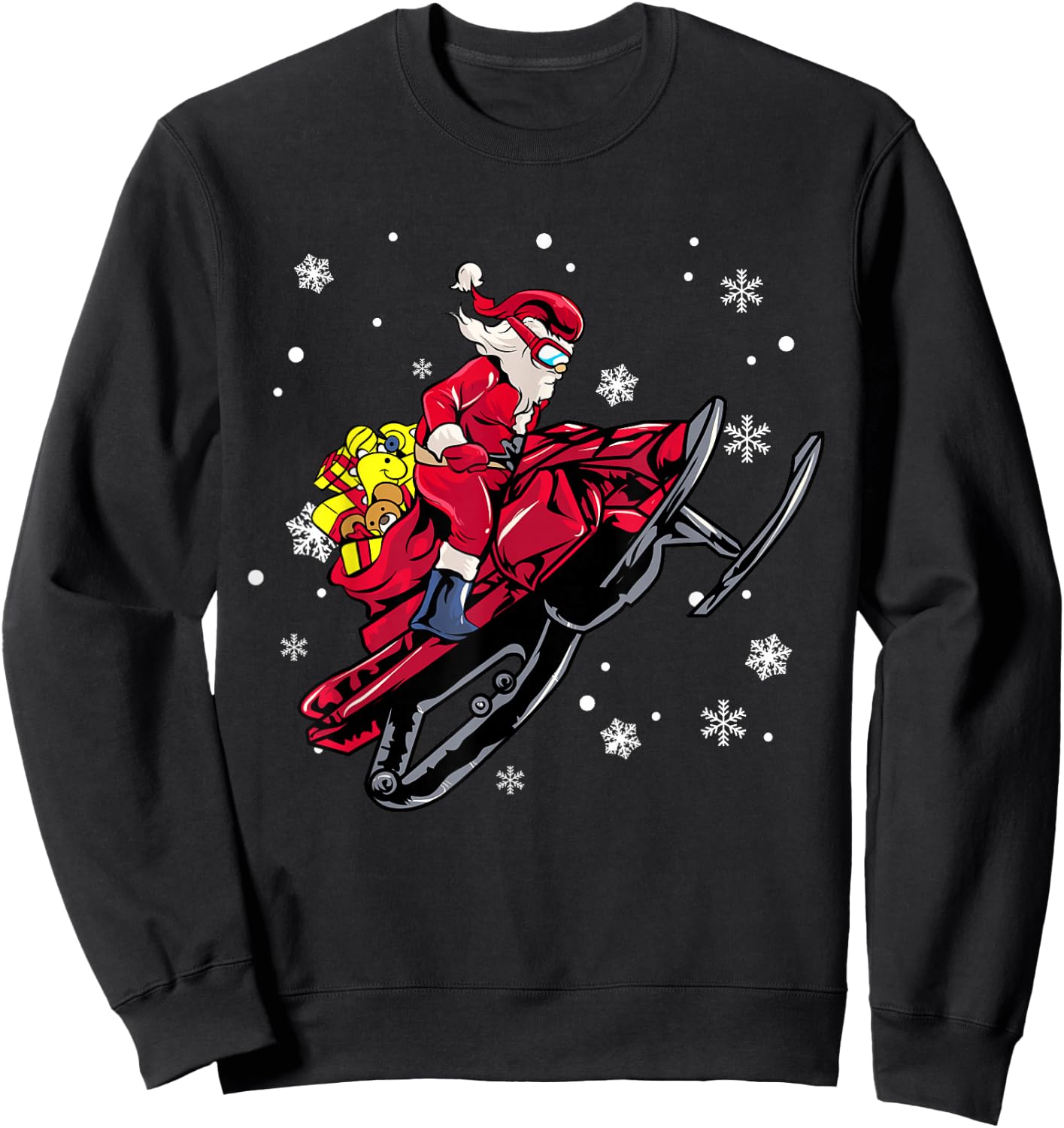 Snowmobile Santa Claus Snowmobiling Christmas Sled Sweatshirt - Sweatshirt | Black