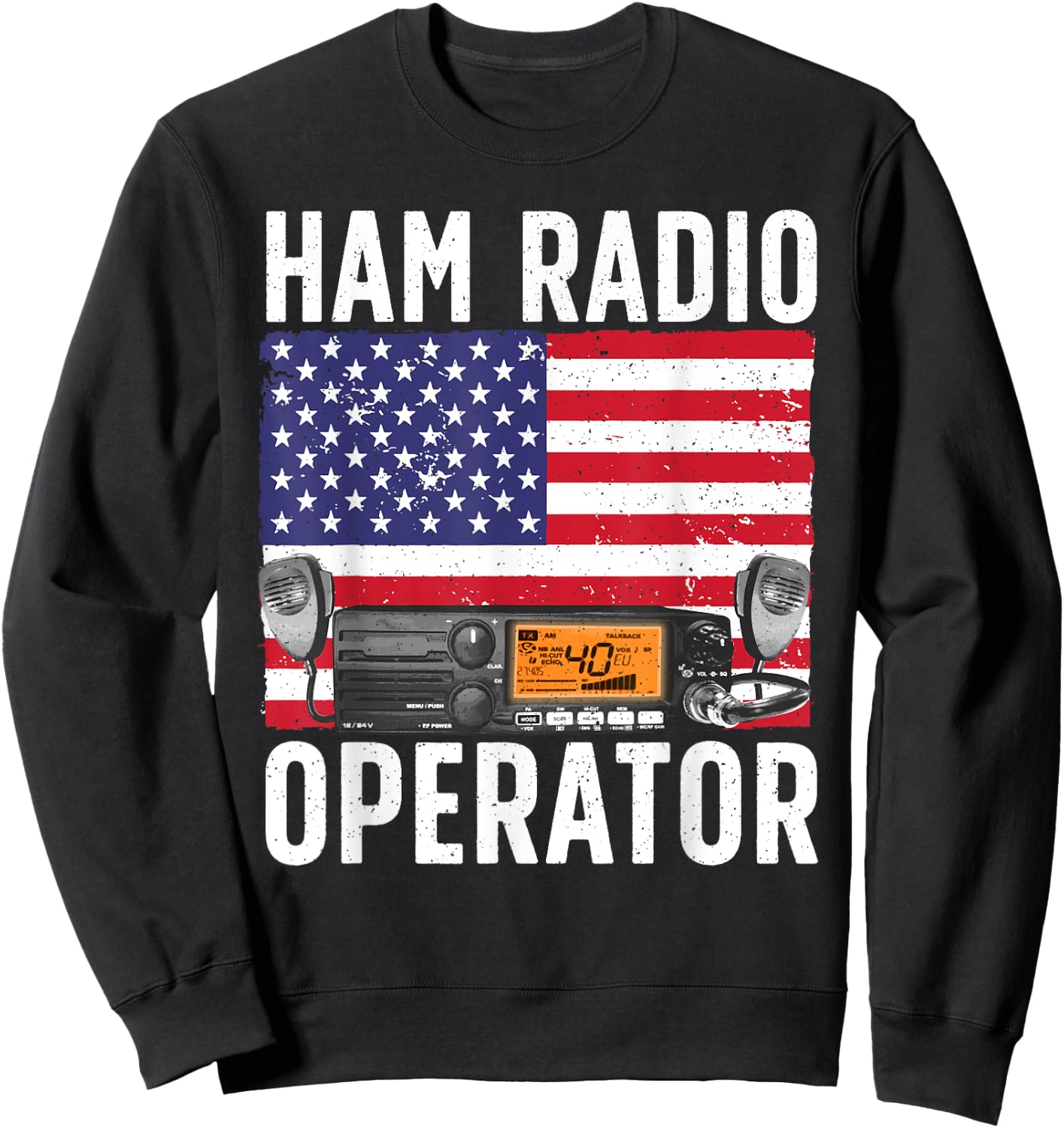 Cool Ham Radio Operator Art Women Ham Amateur Radio Sweatshirt - Sweatshirt | Black