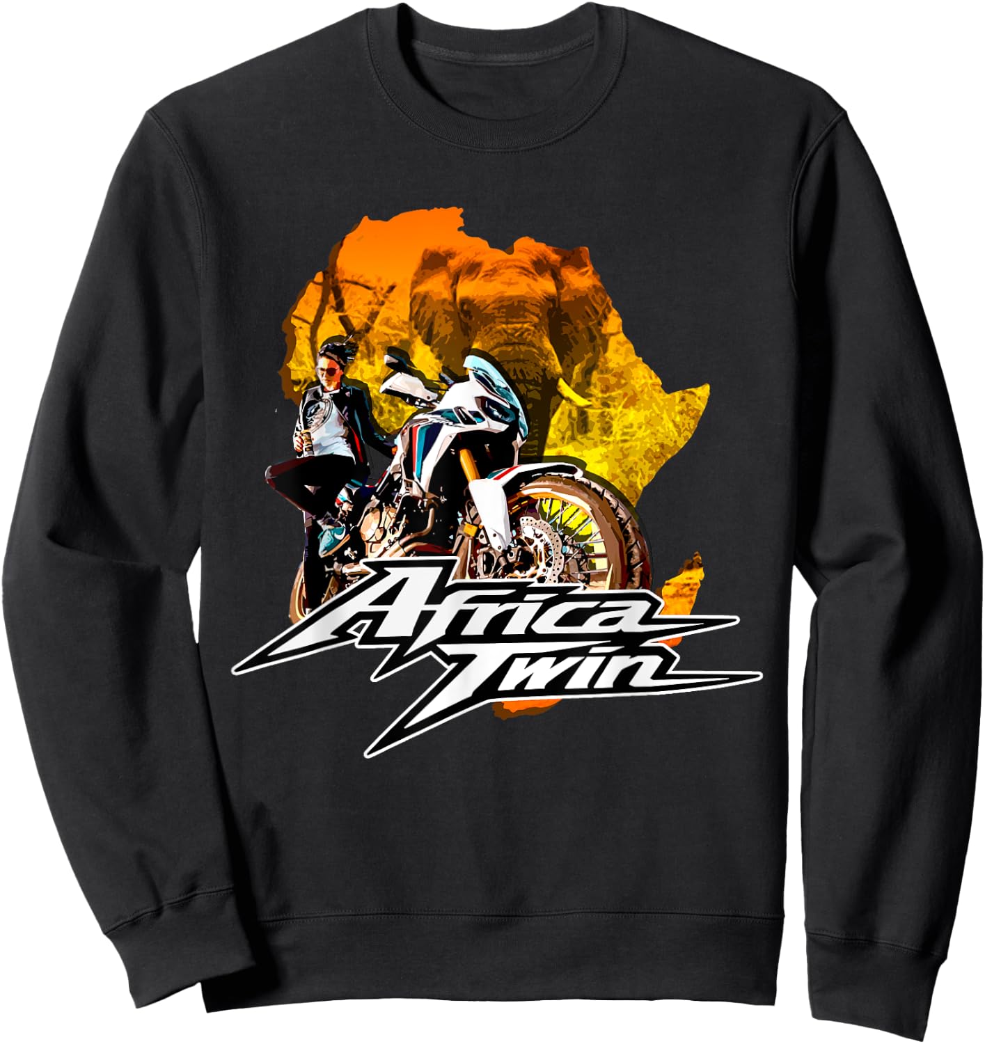 Africa Touring Twin Motorcycle Nature Woman Sweatshirt - Sweatshirt | Black
