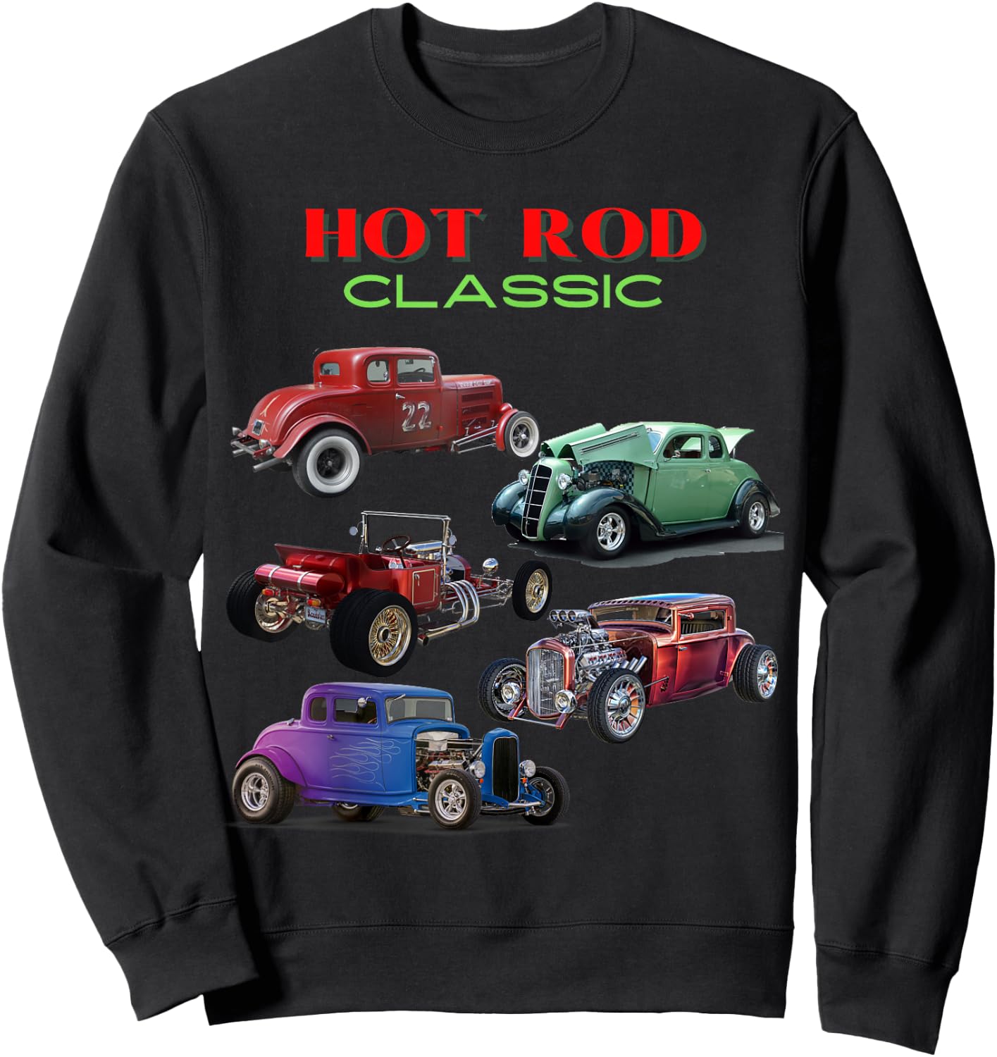 Vintage Car Collection Classic Hot Rod Antique Car - Men's Black Short Sleeve Classic Fit - Small Sweatshirt - Sweatshirt | Black