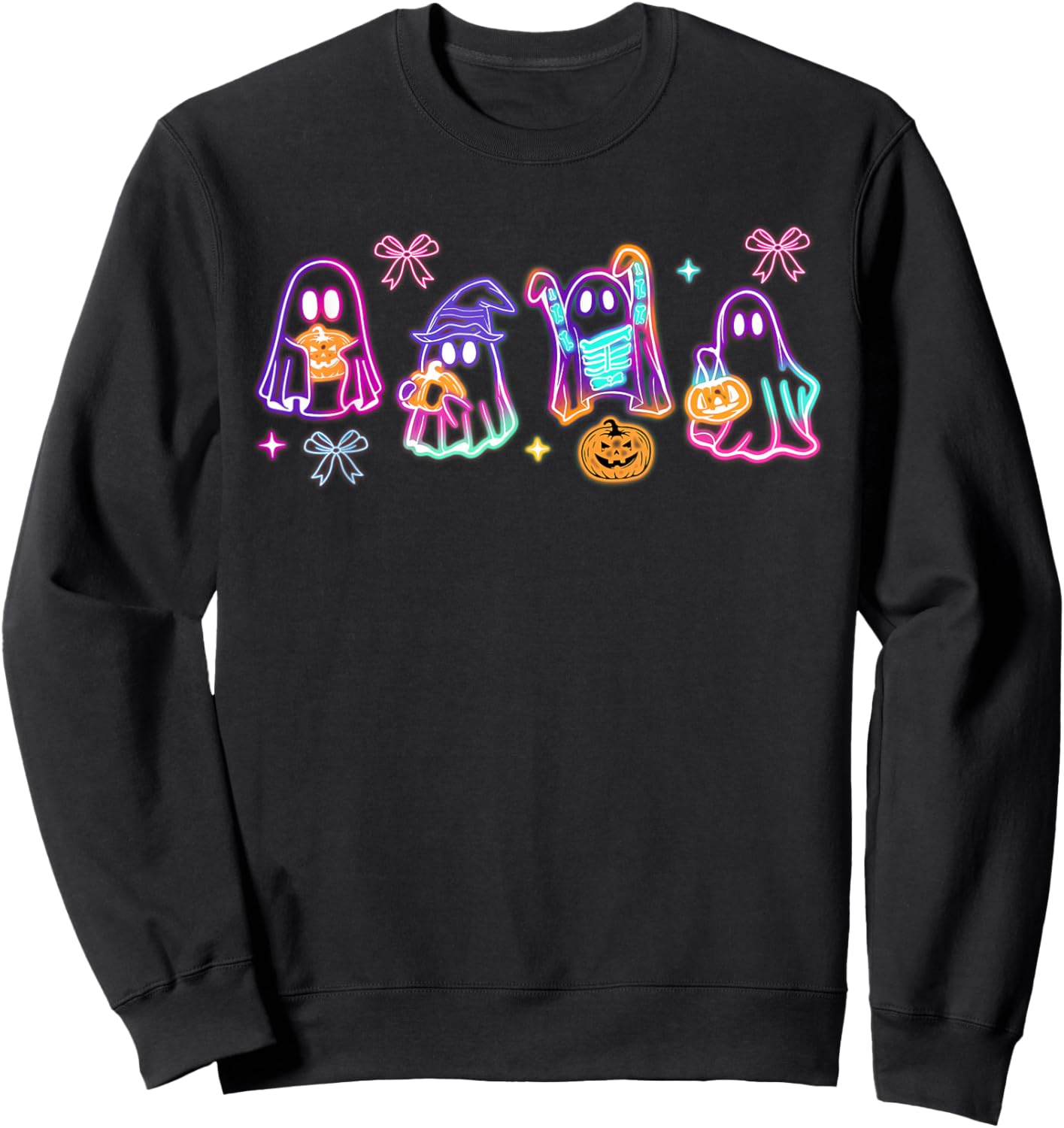 Spooky Season Ghost Neon Coquette Halloween Boujee Boo-Jee Sweatshirt - Sweatshirt | Black