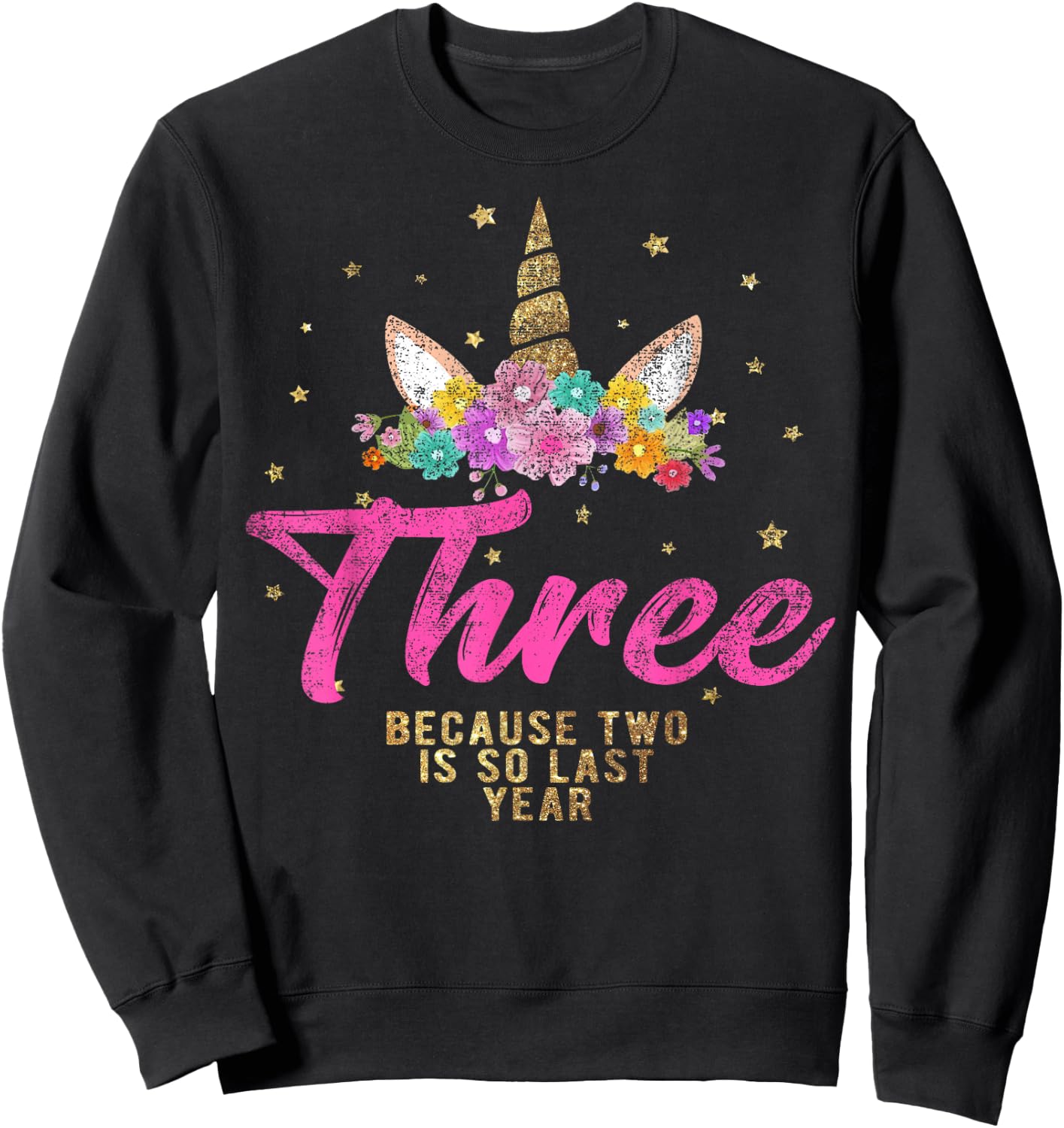 Unicorn Birthday Shirt for 3 Year Old Girl Gift 3 Sweatshirt - Sweatshirt | Black