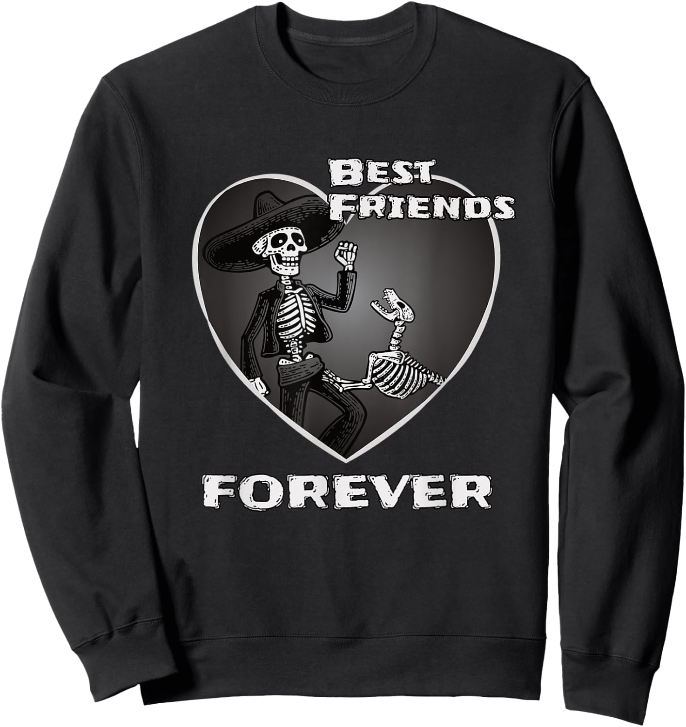 Best Friends Forever Skeleton Dog Women Sweatshirt - Sweatshirt | Black