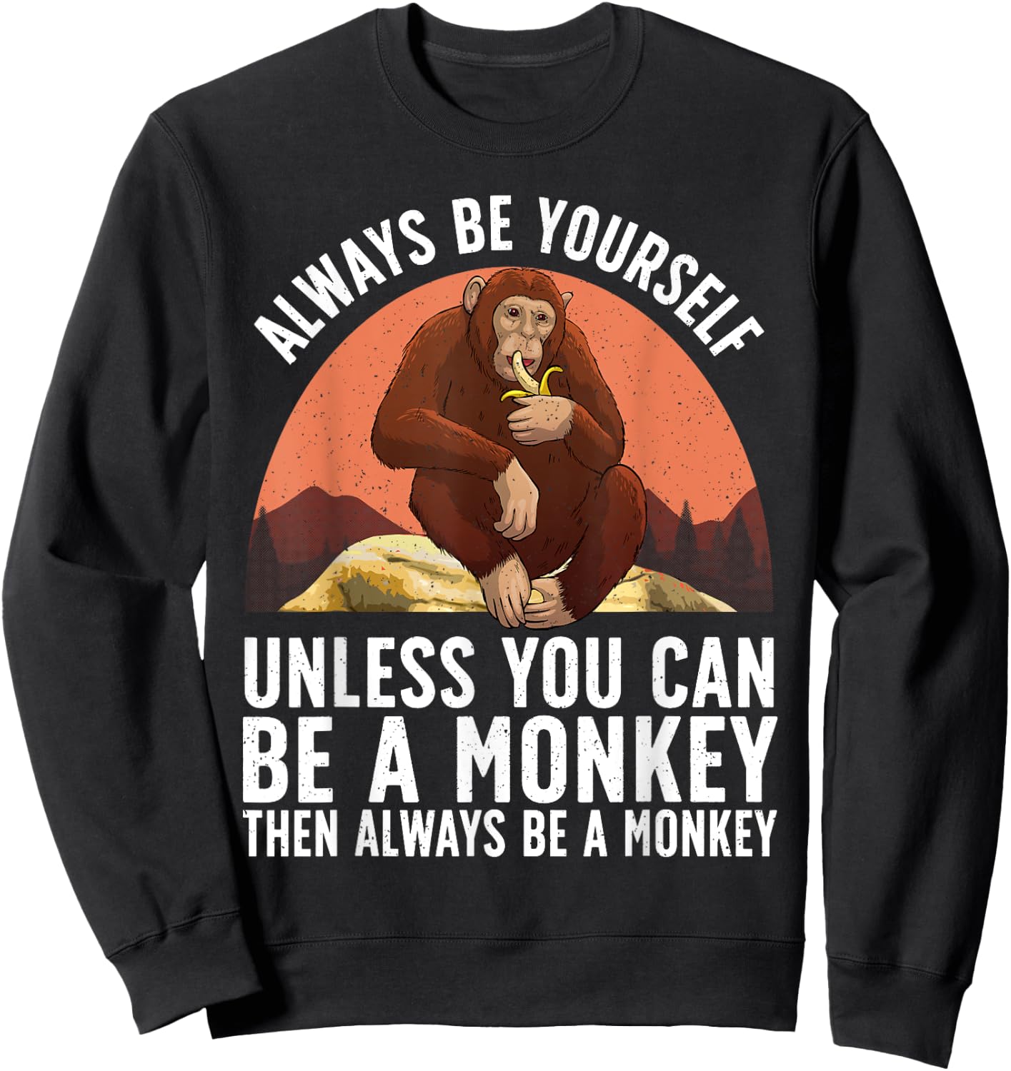 Funny Monkey Art Women Kids Zoo Animal Monkey Lover Sweatshirt - Sweatshirt | Black